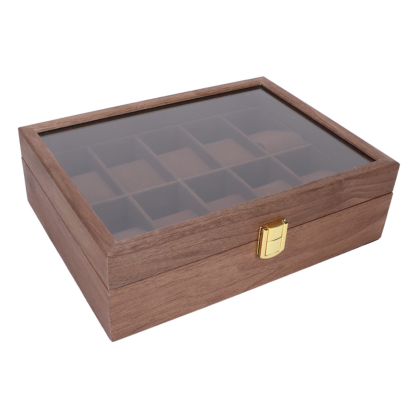 Premium Brrnoo Watch Box with Glass Cover - 10 Slot Jewelry & Watch Storage Organizer for Men & Women - Perfect for Displaying Luxury Watches & Accessories at Home or Office