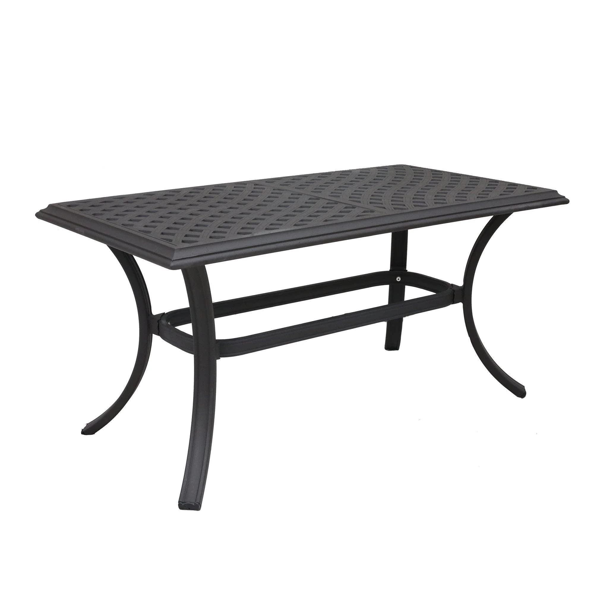 21x42 Inch All-Weather Aluminum Outdoor Coffee Table - Rust-Resistant Rectangular Patio Table for Deck, Backyard, Garden & Poolside (Espresso Brown) | Perfect for Outdoor Entertaining, Lounging and Poolside Relaxation
