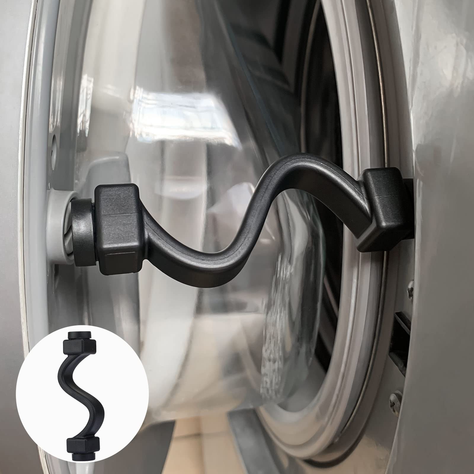 Magoog Front Load Washer Door Holder - Keep Washer Door Open for Ventilation & Prevent Mold - Universal Washing Machine Door Prop for LG, Samsung, Whirlpool (Black) - Perfect for Laundry Rooms & Small Spaces