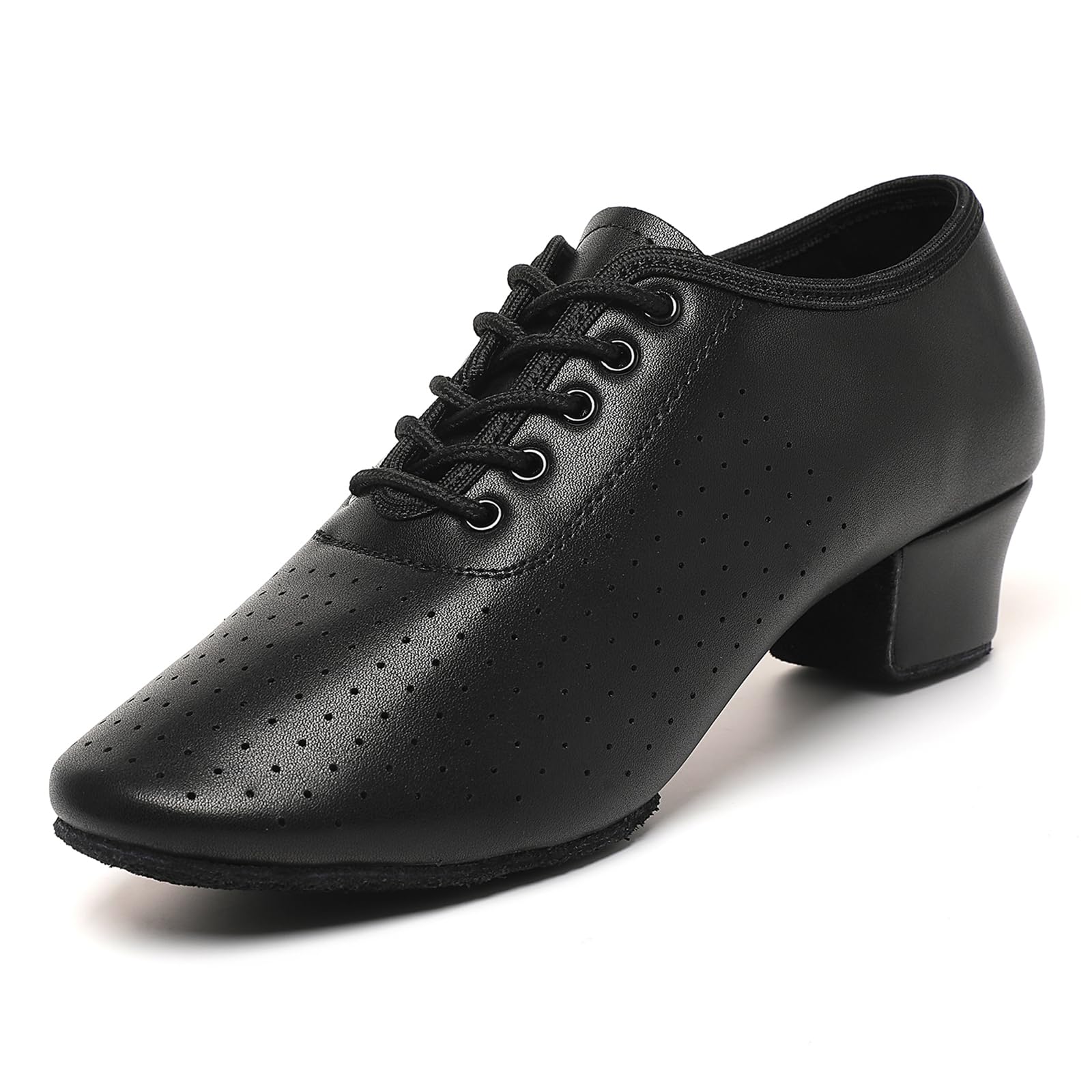 Professional Women's Latin Dance Shoes - Black Lace-Up Jazz Shoes for Ballroom, Salsa & Performance | Split-Sole Low Heel Character Shoes for Teaching & Practice | Perfect for Dance Classes, Competitions & Stage Shows