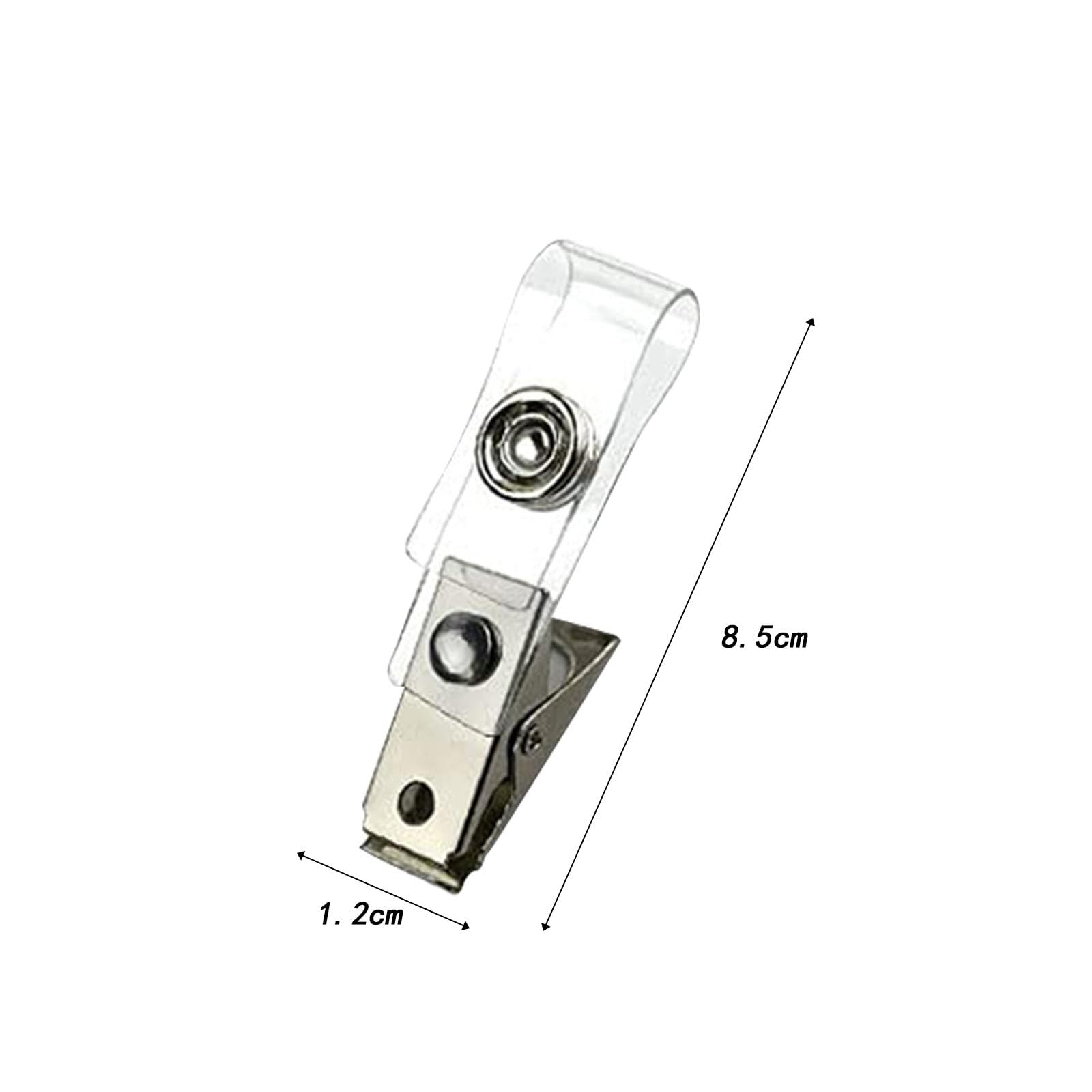 Fancyes 100-Pack Metal Badge Clips - Clear Plastic Name Tag Holders for School, Office, ID Cards & Event Lanyards - Secure & Durable Reusable Badge Clips for Teachers, Students & Employees