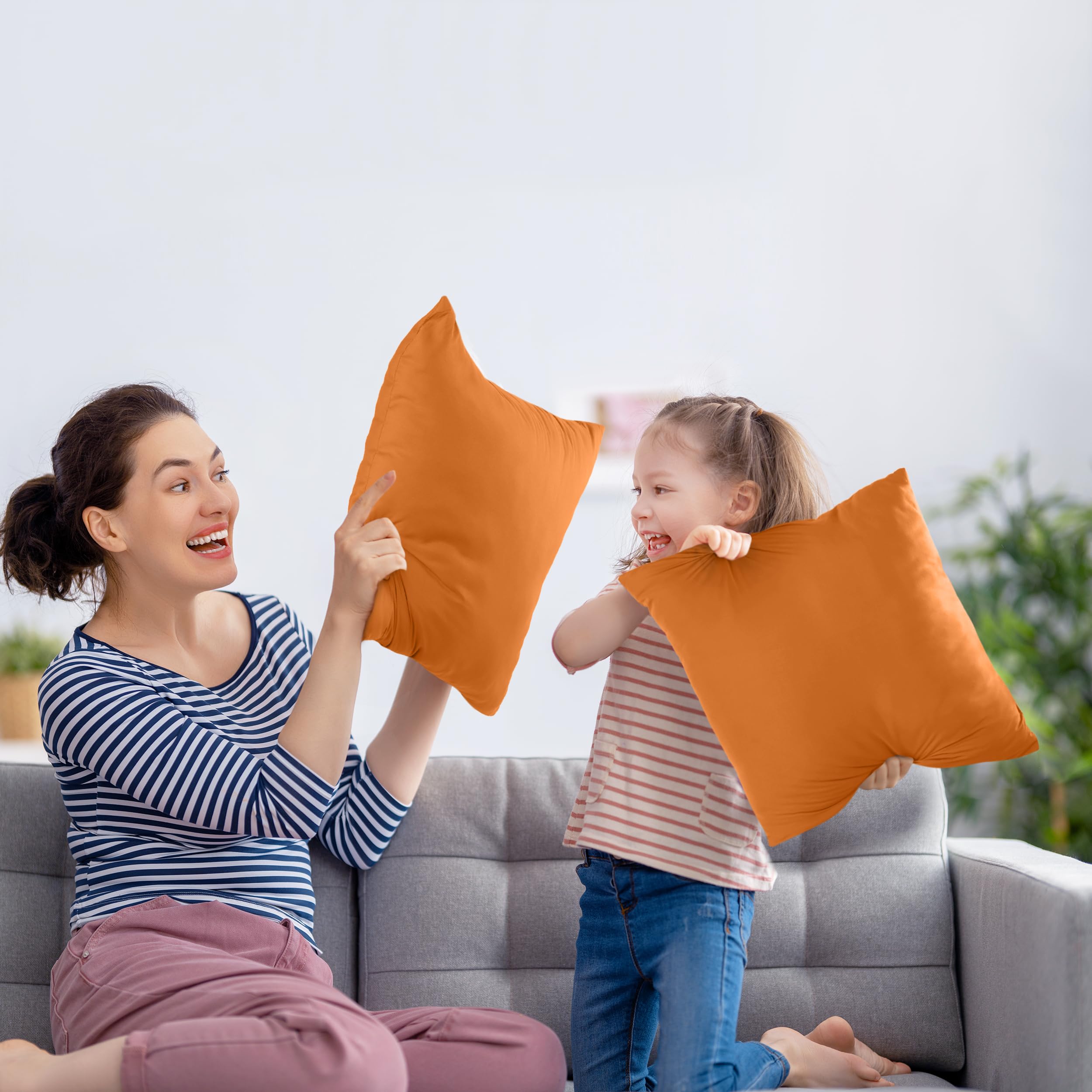 Utopia Bedding 16x16 Inch Throw Pillow Inserts (Pack of 2, Orange) - Soft Decorative Cushions for Sofa, Bed & Home Decor - Perfect for Living Room, Bedroom & Dorm Comfort