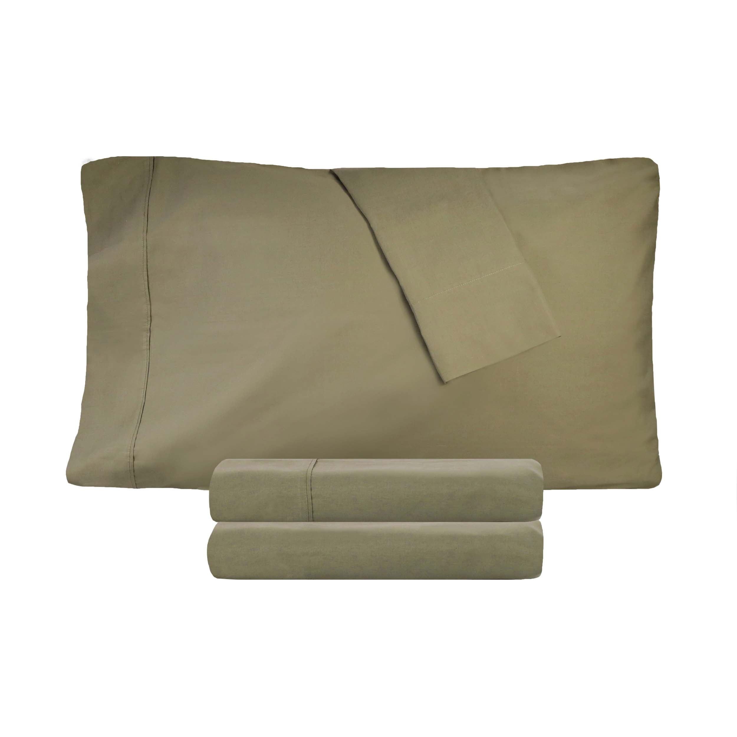 300 Thread Count Cotton Percale Solid Deep Pocket Bed Sheet Set - Queen Size, Soft & Breathable Luxury Sheets for Comfortable Sleep - Perfect for Master Bedroom, Guest Room or Vacation Home