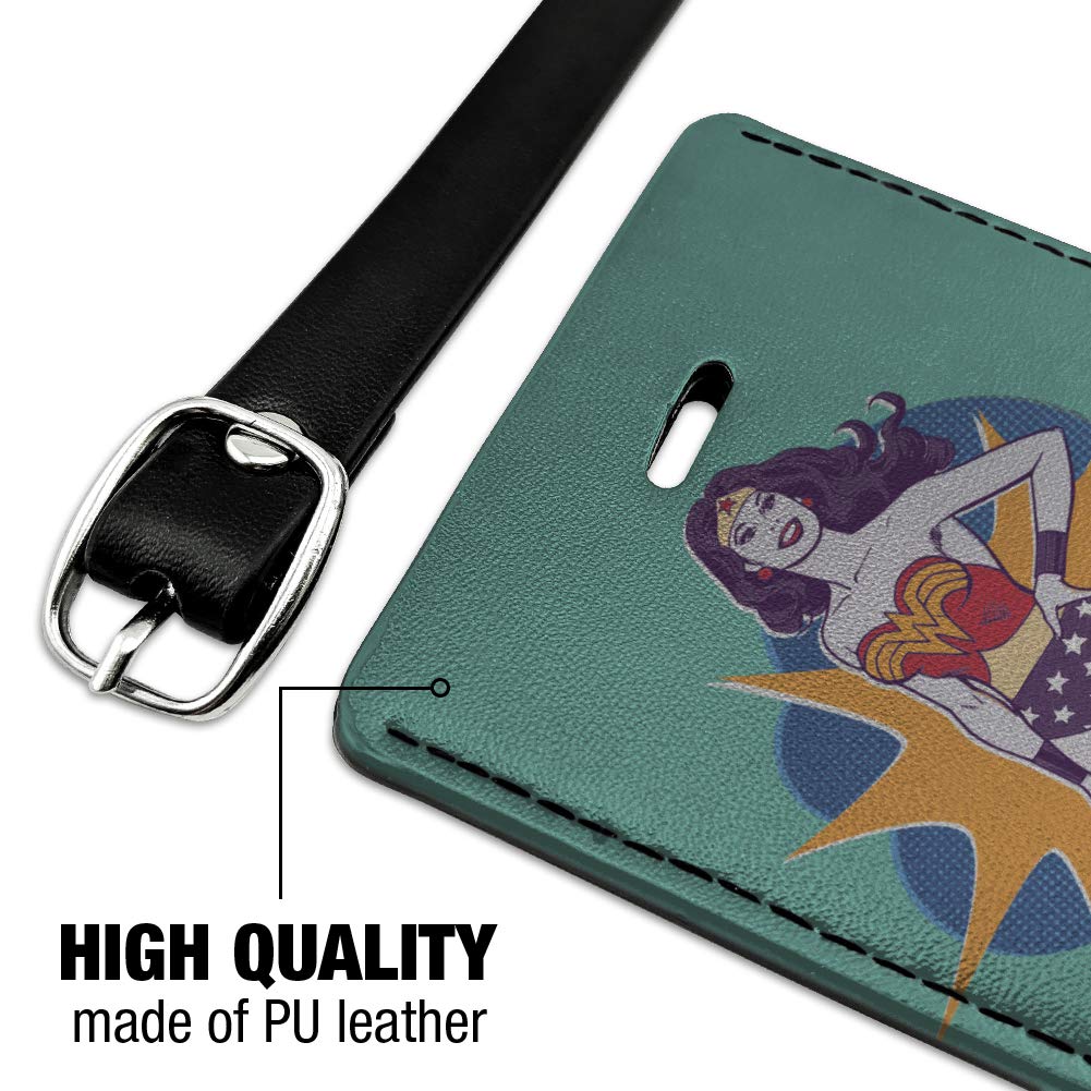 Vintage Wonder Woman Leather Luggage Tag - Rectangle Carry-On ID Tag for Women - Perfect for Suitcases, Backpacks & Travel Bags