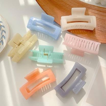 GT Gloptook 6-Piece Multicolor Watercolor Hair Claw Clips for Women - Hair Clutchers & Barrettes for Ponytails, Buns & Everyday Styling