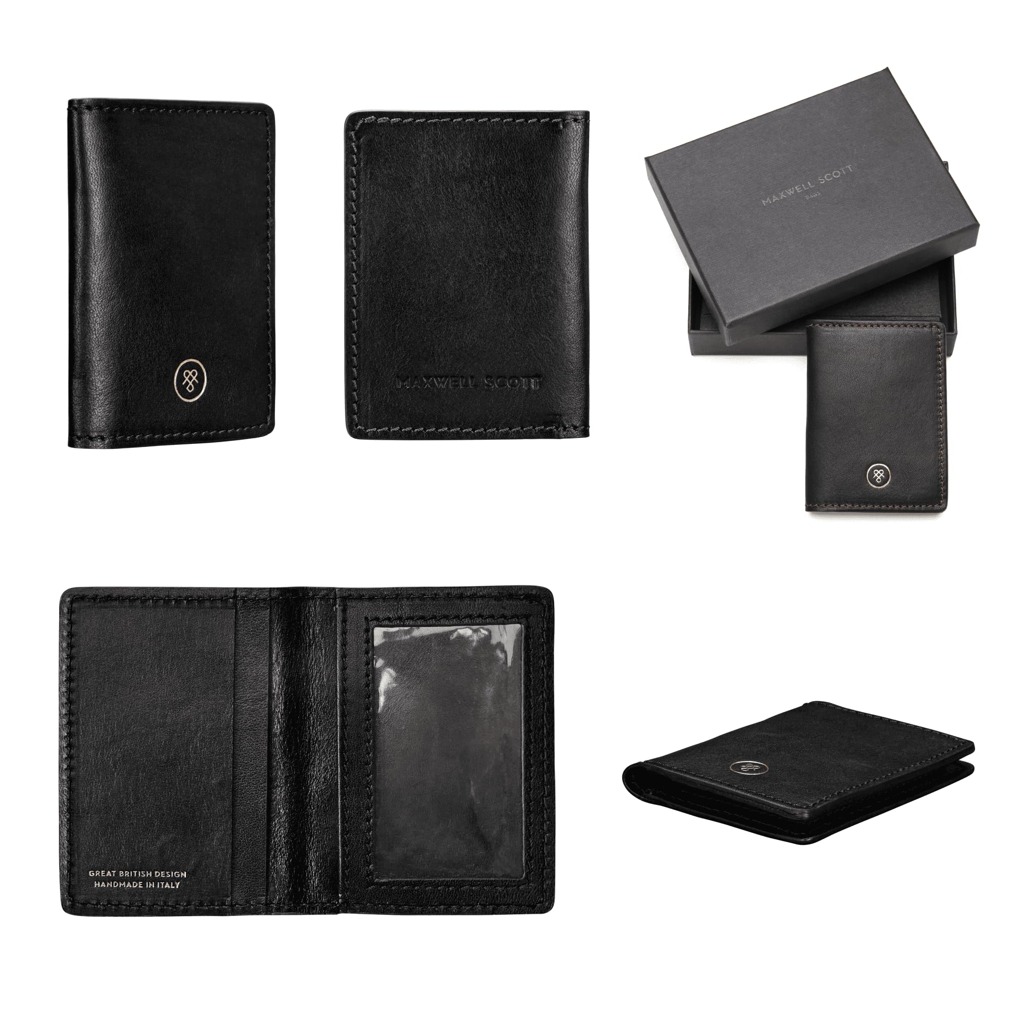 Premium Italian Leather Travel ID Card Holder Wallet for Men & Women - Slim RFID Blocking Wallet - Luxury Vallata Black - Perfect for Business Travel & Everyday Use
