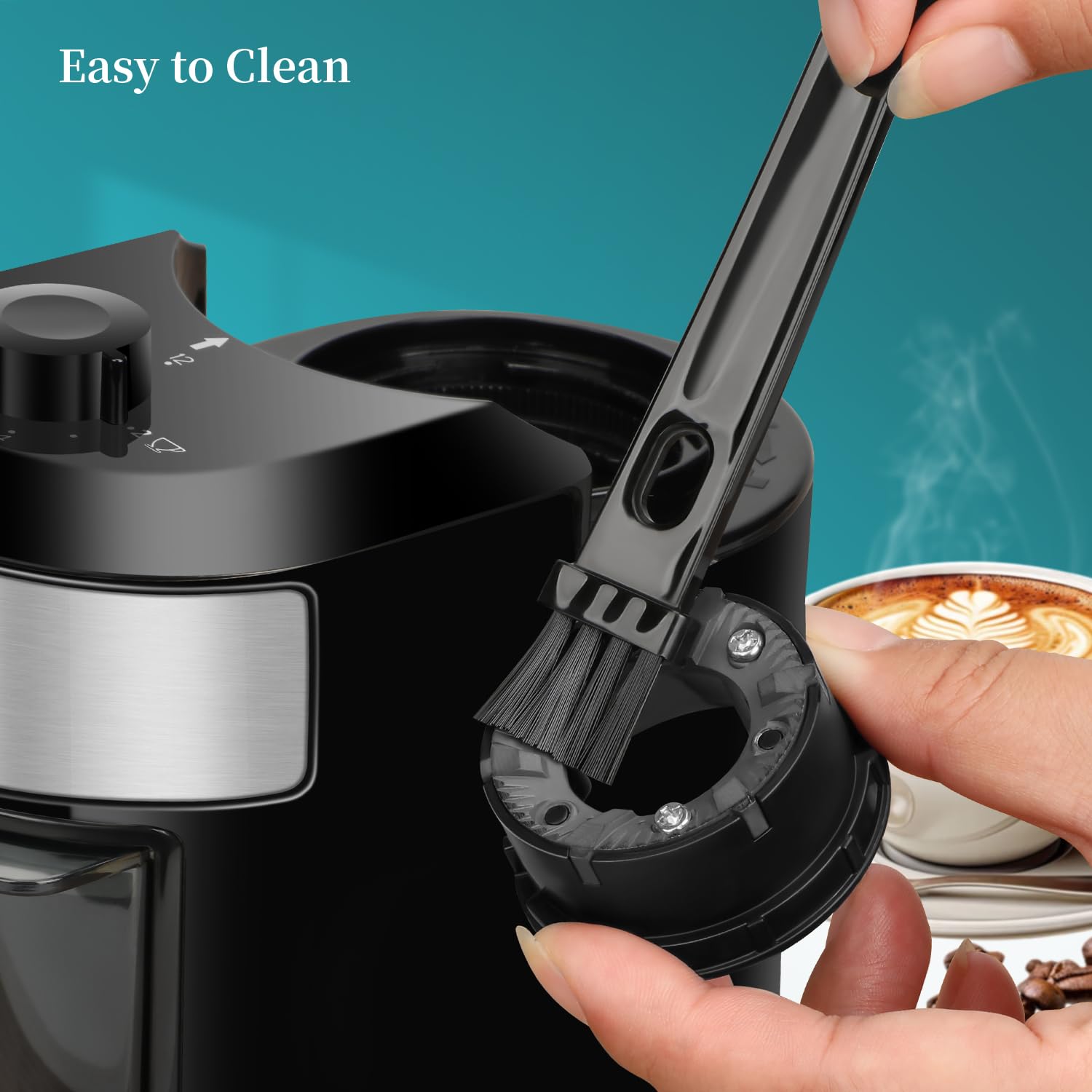 Premium Wancle Flat Burr Coffee Grinder - 28 Precise Grind Settings for Espresso to French Press, 2-12 Cup Capacity, Compact & Easy Clean Design - Perfect for Home Baristas & Coffee Enthusiasts
