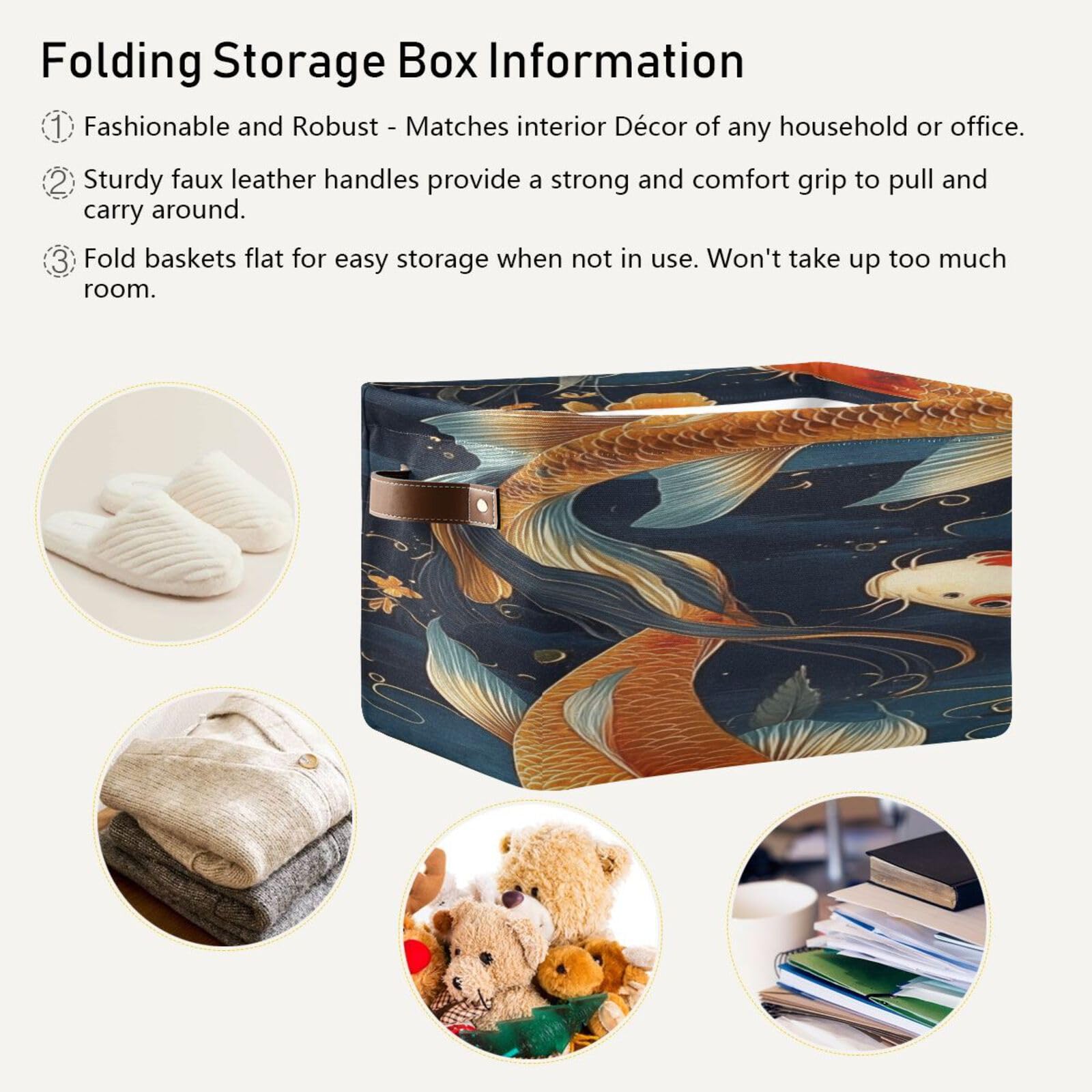 Large Foldable Storage Baskets with Handles - 2 Pack Closet Organizers & Home Storage Bins for Shelves, Bedroom, Laundry Room | Space Saving Organization Solution for Clothes, Toys & Household Items