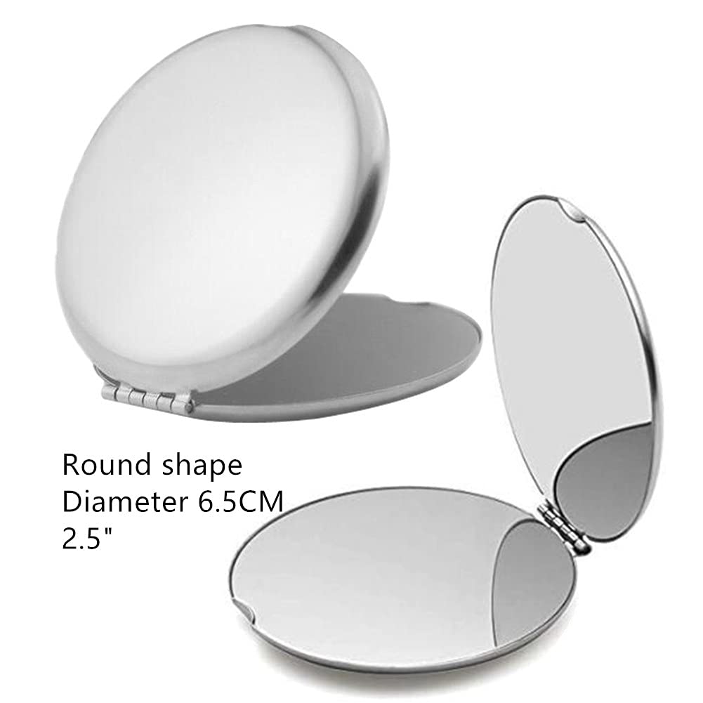 ZKXXJ Stainless Steel Portable Compact Mirror - Double Sided Folding Travel Makeup Mirror for Women & Girls | Perfect for Purse, Pocket, Travel & Gifts | Home, Office & On-the-Go Use