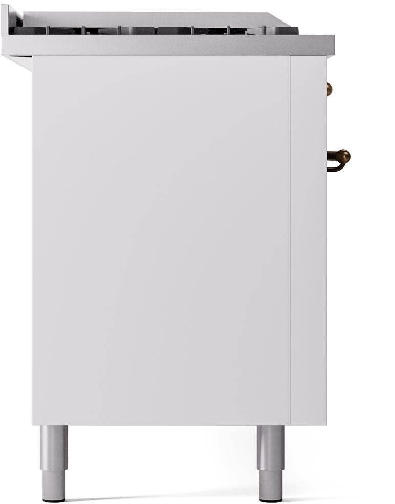 ILVE Nostalgie II 60-Inch Dual Fuel Natural Gas Range with Bronze Trim - White (UP60FSNMPWHB) | Professional Kitchen Appliance for Home Chefs & Cooking Enthusiasts
