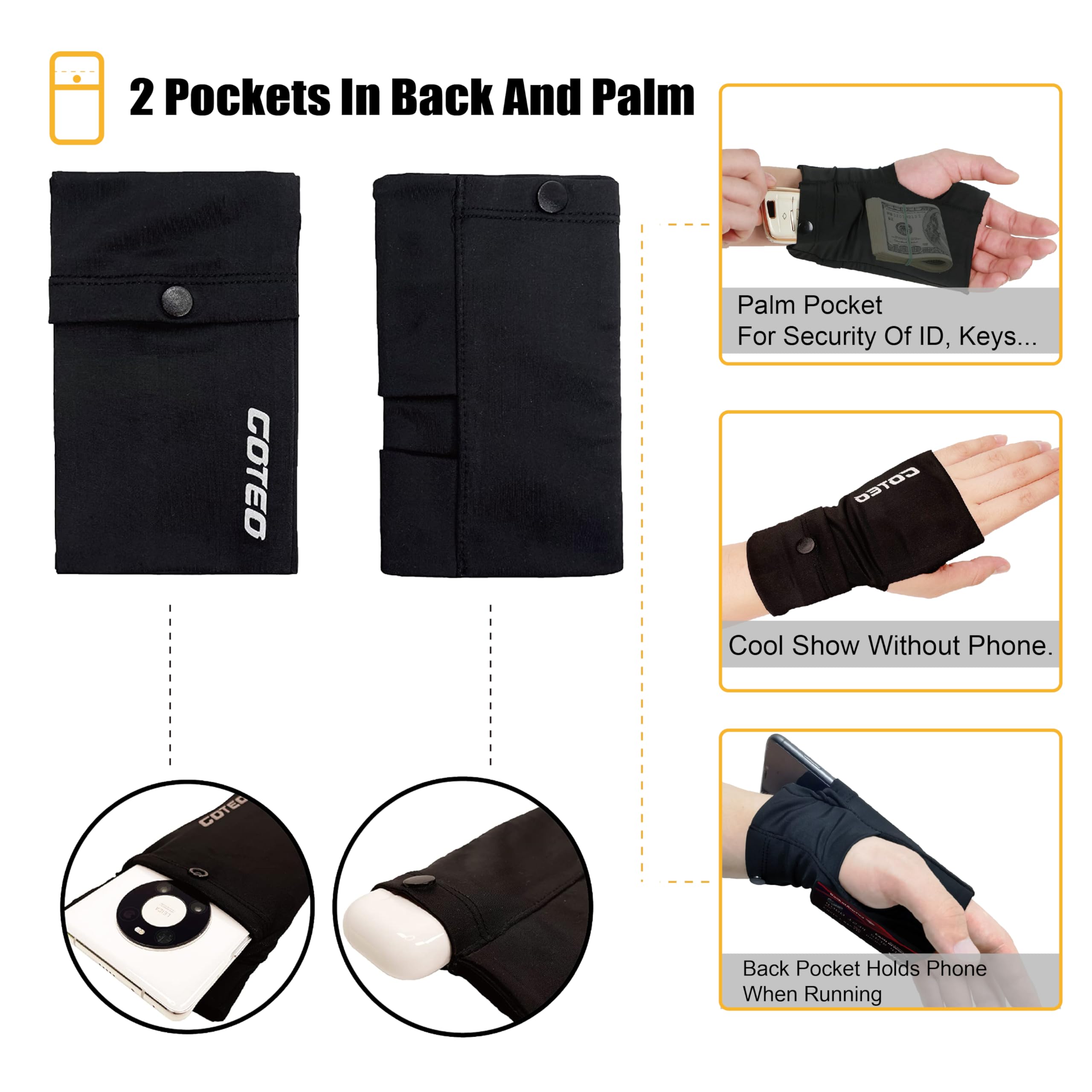 Running Armband for iPhone - Adjustable Phone Holder Wristband for Workout, Walking & Hiking - Secure Wrist Wallet Pouch (Black, Large, Right Arm) | Perfect for Jogging, Gym & Outdoor Activities