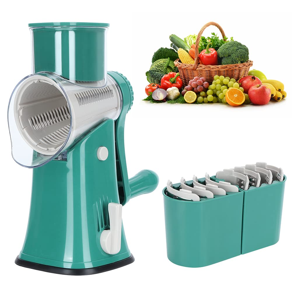 Premium Rotary Cheese Grater & Vegetable Shredder - Manual Kitchen Tool for Grating Cheese, Chopping Vegetables (Potatoes, Carrots), and Slicing Nuts - Perfect for Salads, Pasta Toppings, and Baking Recipes