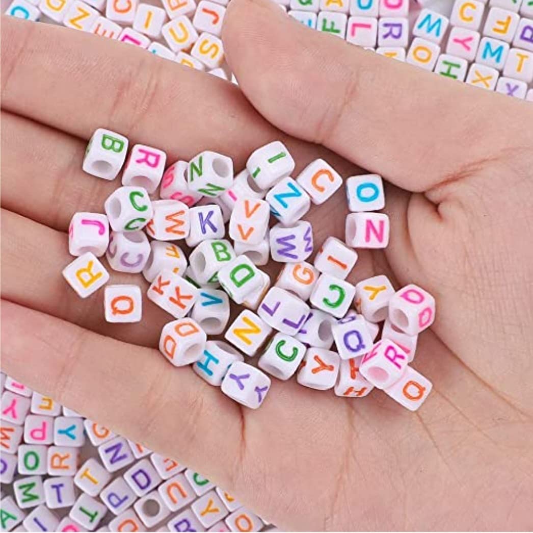 600 Pcs 6mm Colorful English Alphabet Cube Beads - 100 Gram Pack for DIY Jewelry Making, Kids Educational Toys, Bracelets, Necklaces & Keychains | Perfect for Crafts, Gifts & Learning Activities