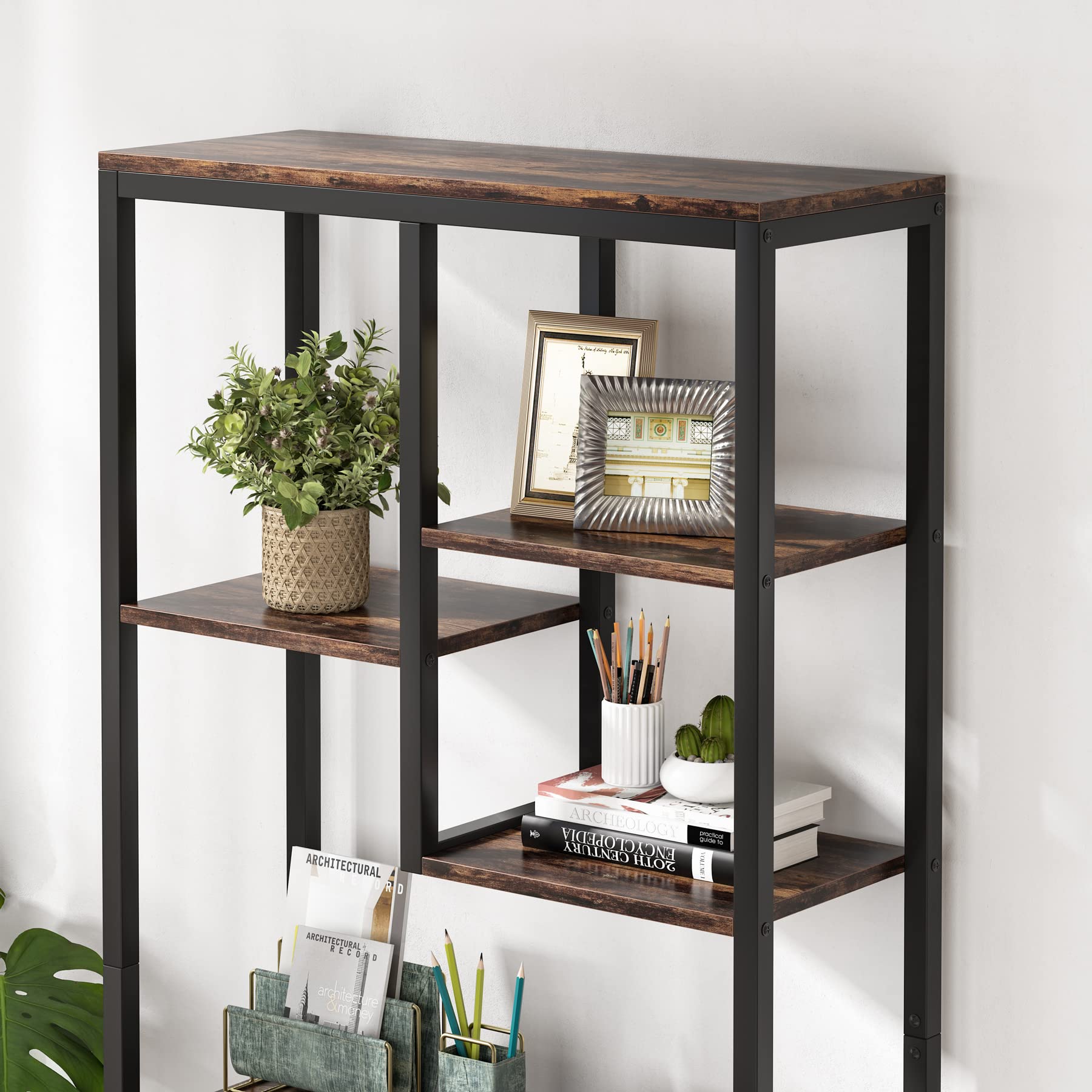 Tribesigns 6-Tier Tall Bookshelf - Industrial Style 8-Shelf Open Bookcase for Home & Office - Perfect for Living Room Storage, Book Display, and Home Organization