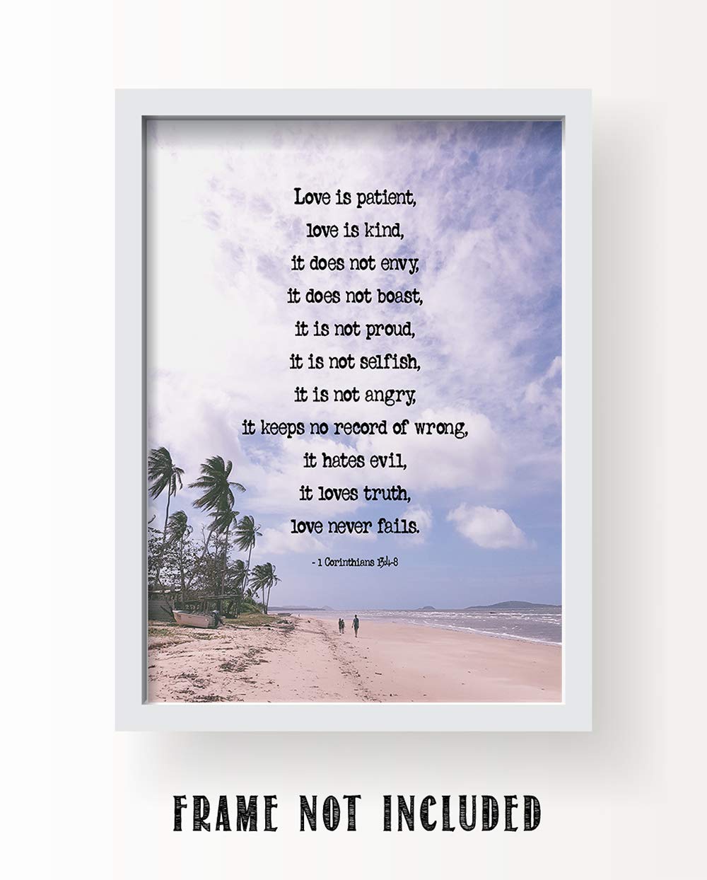 TJ Originals - 1 Corinthians 13:4-8 Bible Verse Wall Art, Love is Patient Love is Kind Christian Home Decor, 11x14 Inspirational Scripture Print, Purple Sky Religious Gift for Family & Friends - Perfect for Bedroom, Living Room, Church or Office Decor