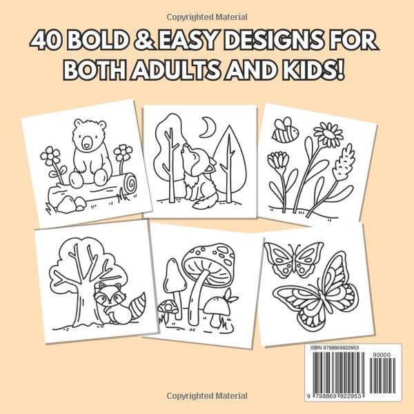 Woodland Escape Coloring Book for Adults & Kids - Bold & Easy Nature Designs with Animals & Forests | Stress Relief, Mindfulness & Family Bonding Activity
