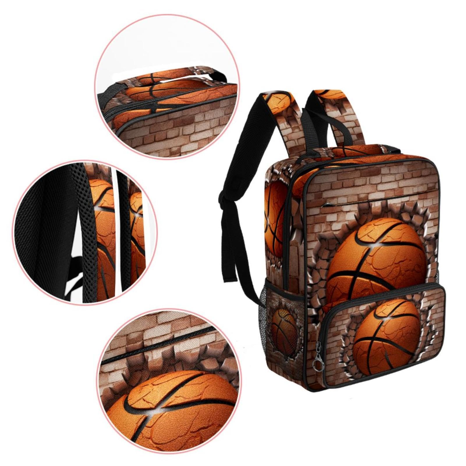 Stylish Travel Backpack for Women & Men - Durable Ball Basketball Wall Texture Design - Perfect for Hiking, Gym, School & Everyday Use