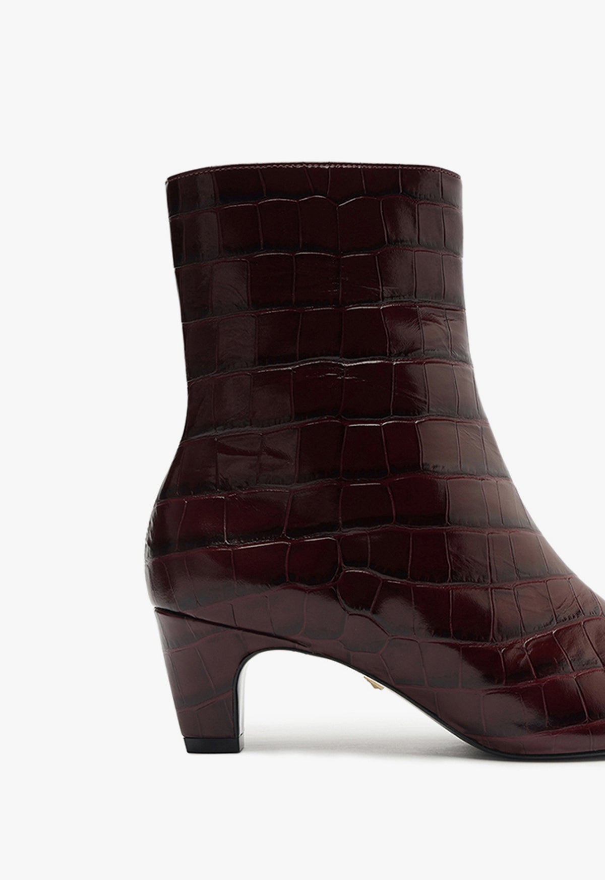 Dellia Crocodile Embossed Leather Ankle Boots with 2.4