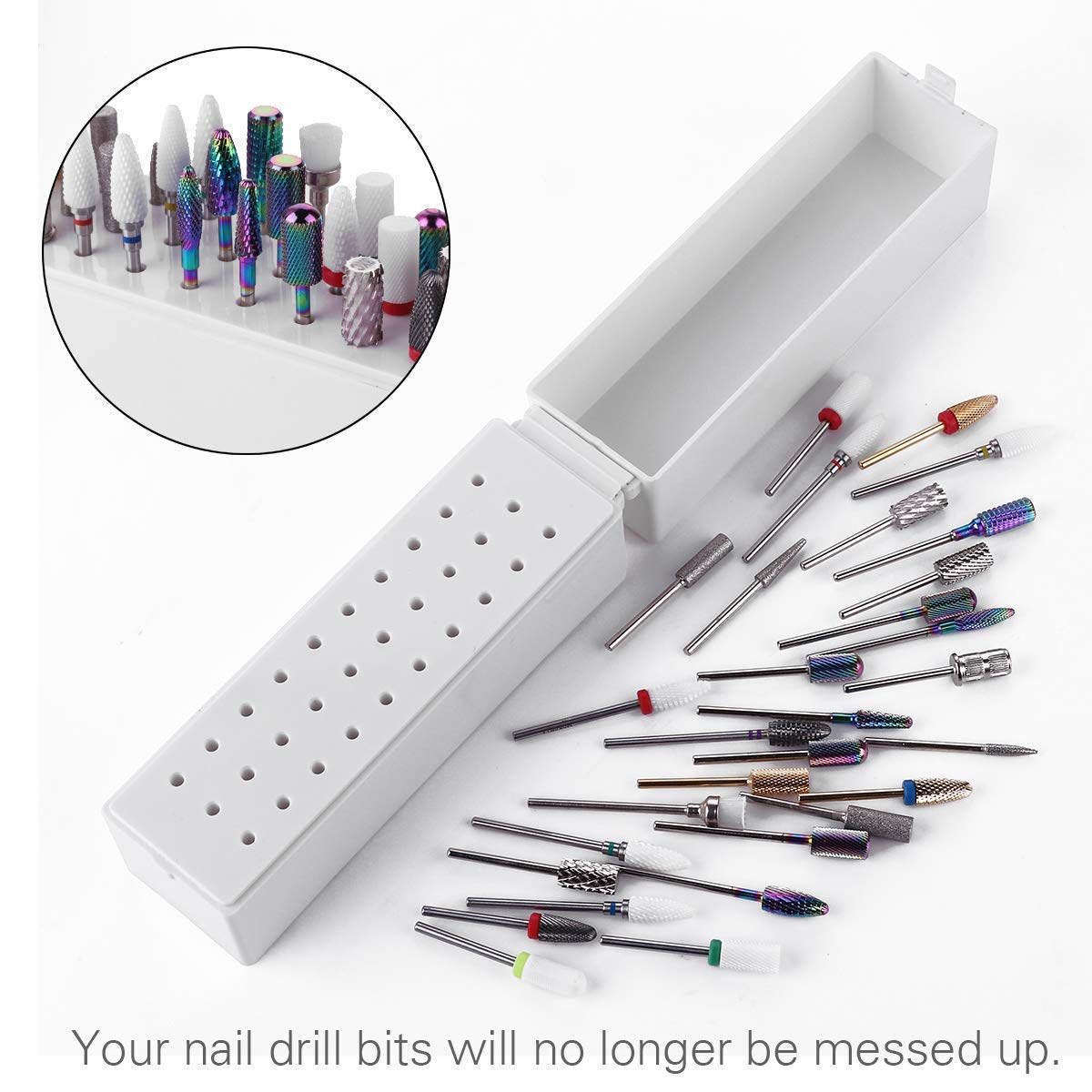 Makartt Professional Nail Drill Bits Holder & Dustproof Stand Display Bundle with MALORY 30000RPM Rechargeable Nail Drill Machine - Perfect for Salon, Home Manicure & Nail Art DIY
