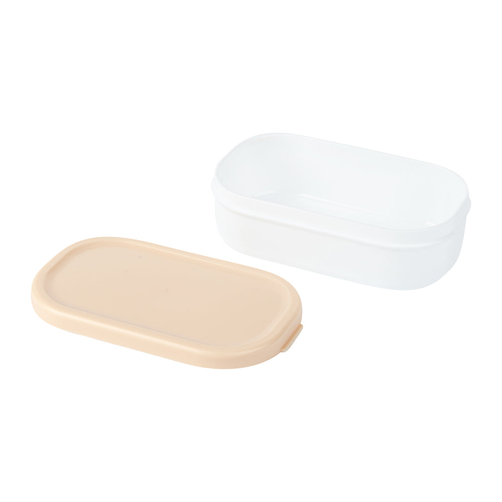 Bento Tek 3 oz White Buddha Box Snack Container with Beige Lid - 4 Pack Small Sauce Containers (3.75
