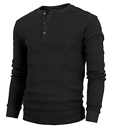 Waffle Henley - (Gmt001) -Black