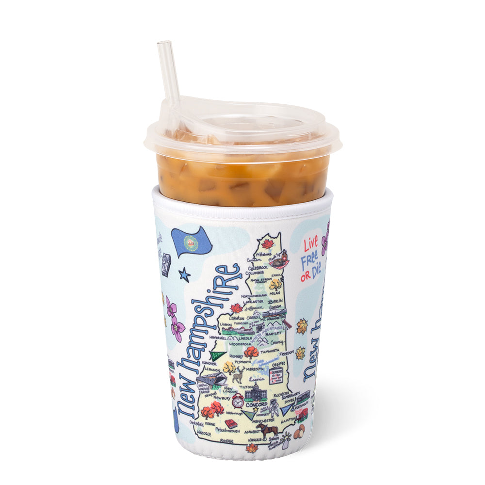 New Hampshire Medium Iced Cup Coolie - Insulated Beverage Sleeve for Coffee, Tea & Cold Drinks - Perfect for Road Trips, Office Use & Outdoor Activities