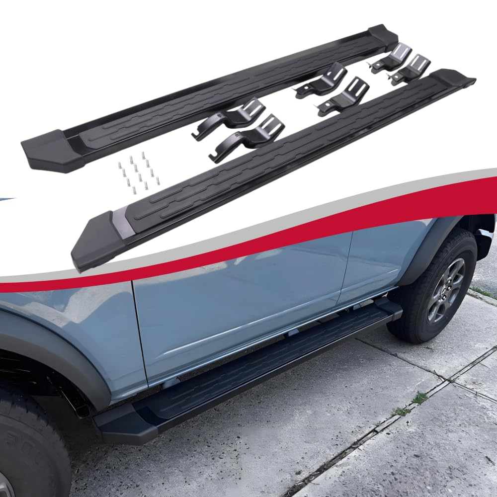 2021-2025 Ford Bronco 4 Door Side Steps Running Boards - Heavy Duty Nerf Bars with Non-Slip Surface | Perfect for Off-Roading, Camping & Daily Use Accessories
