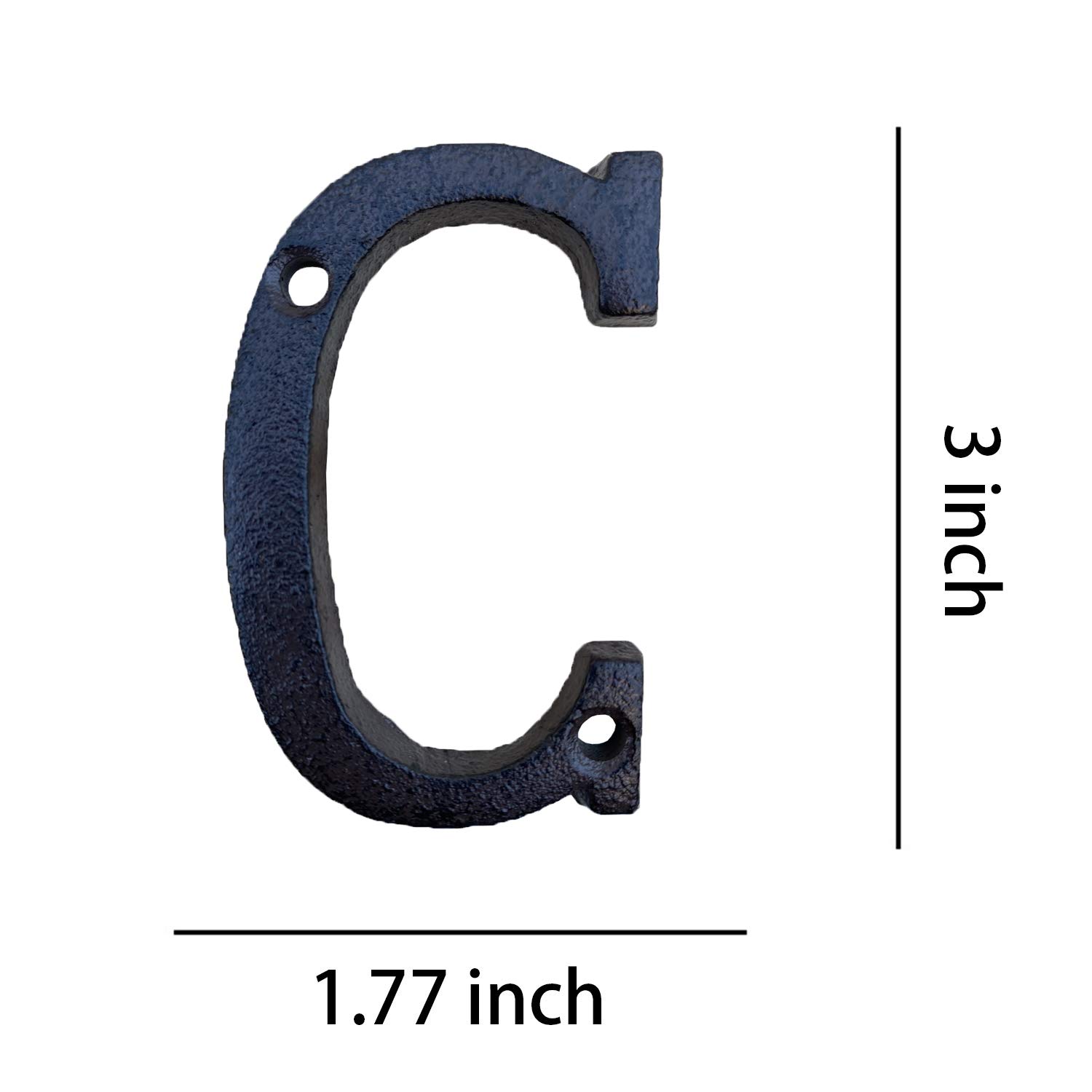 3 Inch Solid Cast Iron House Numbers - Durable Outdoor Address Plaque for Mailbox, Front Door & Home Decor (Letter C) - Perfect for Curb Appeal & Easy Property Identification