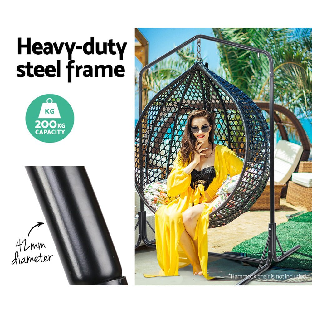 Heavy Duty 2-Person Hammock Chair with Steel Stand - Outdoor Hanging Swing for Patio, Garden, or Backyard - Supports Up to 200KG (440 lbs) - Perfect for Relaxation & Lounging
