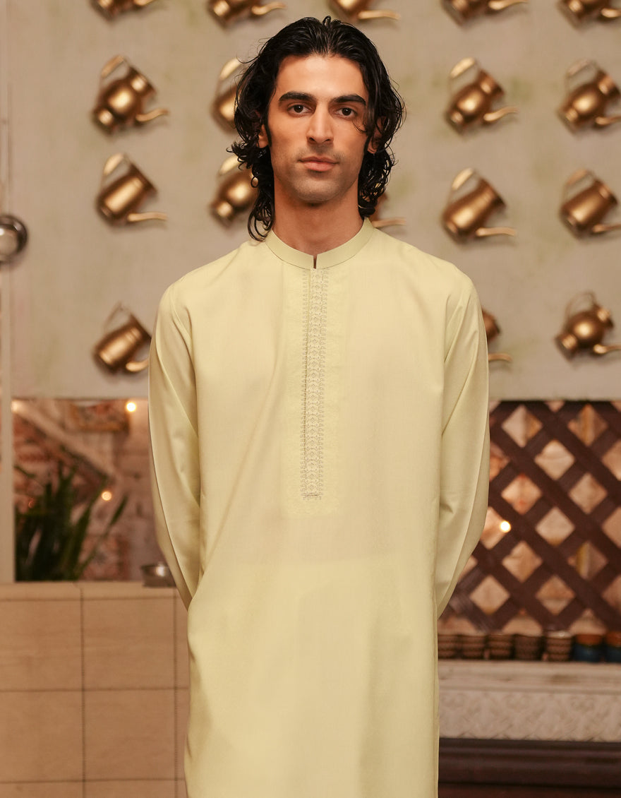 Stylish Blended Green Kurta by J. Junaid Jamshed - Perfect for Casual Wear, Festivals & Special Occasions
