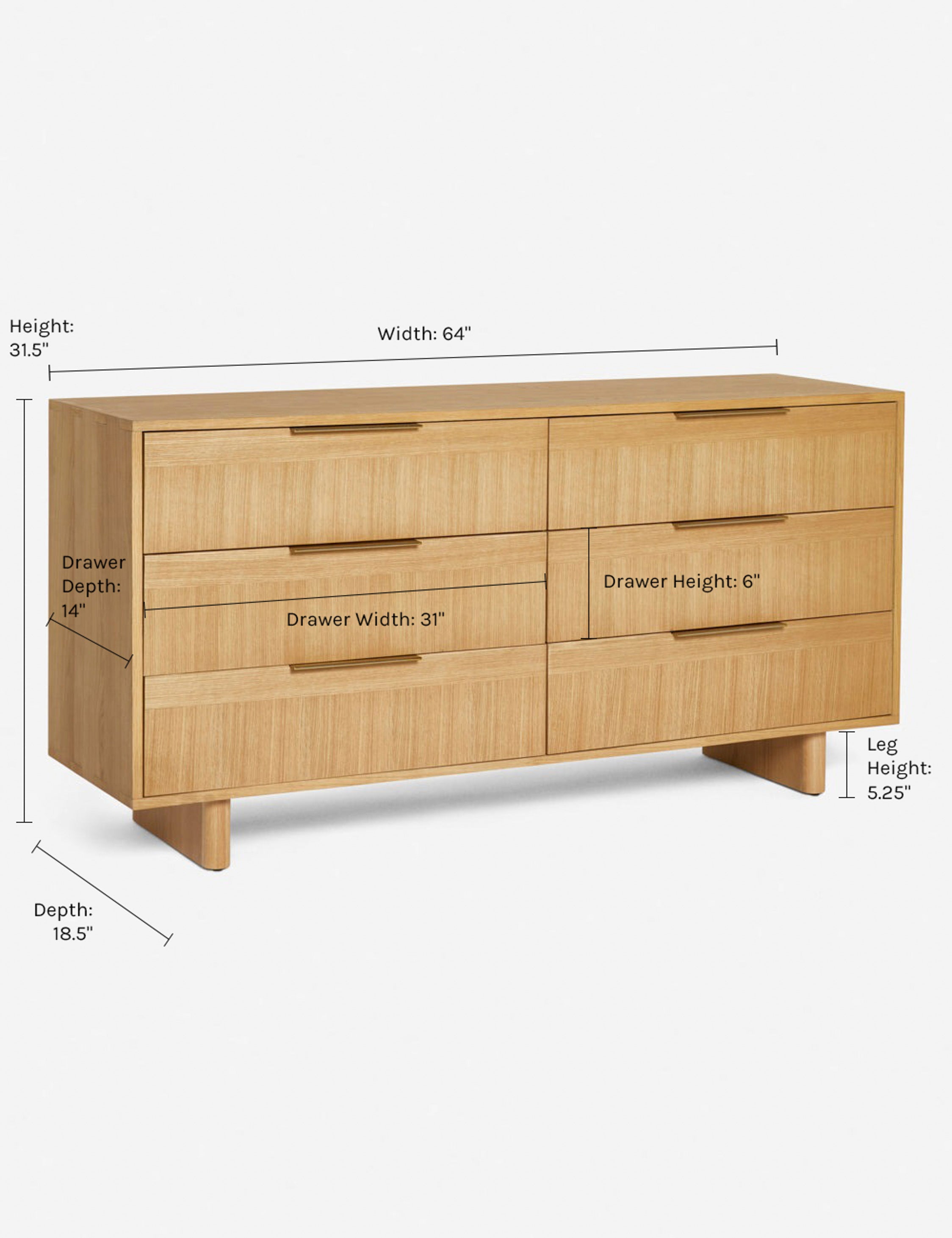 Hillard 6 Drawer Dresser - Modern Wooden Chest of Drawers for Bedroom Storage & Organization | Perfect for Clothes, Linens, and Accessories
