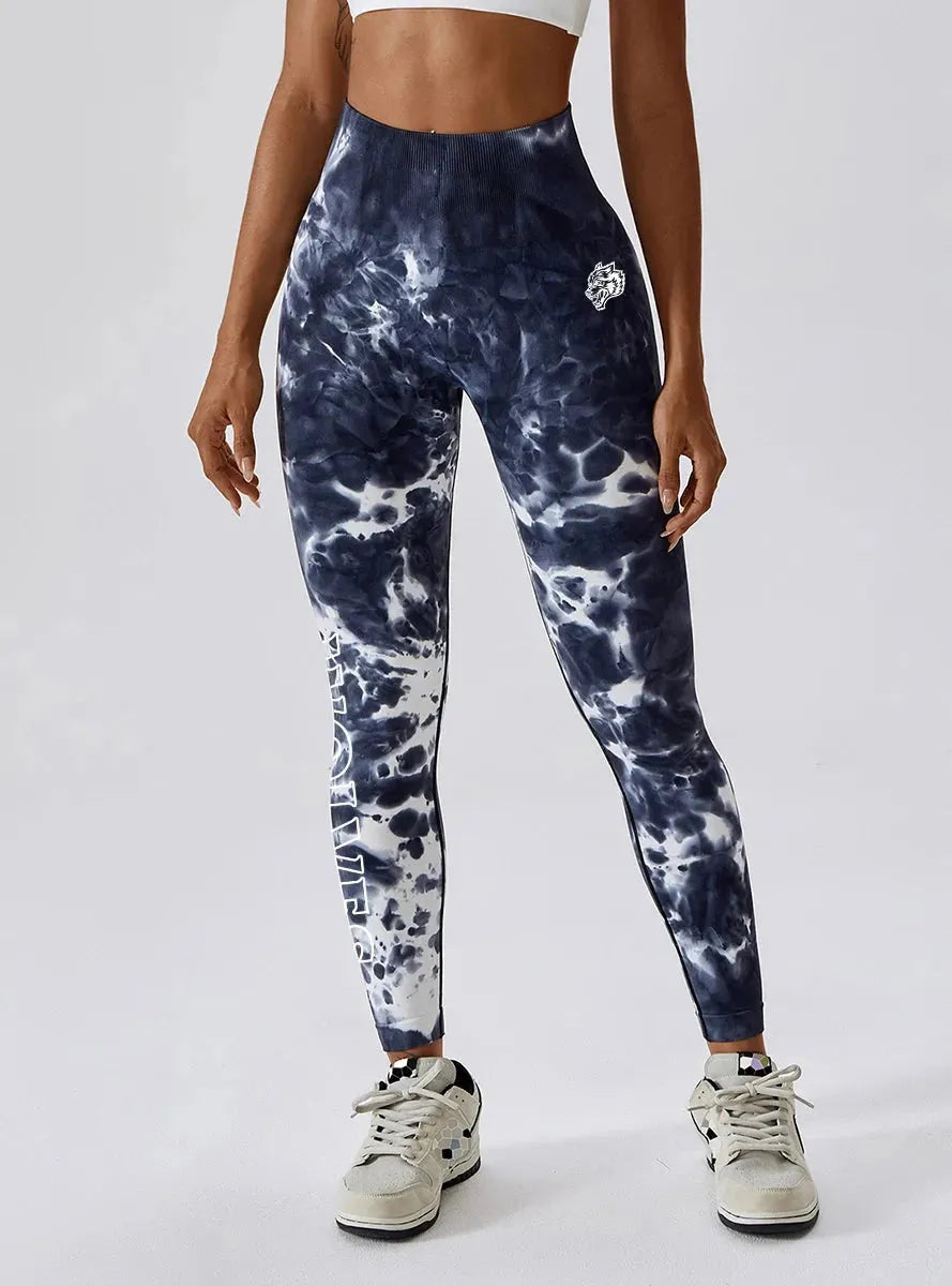 Darc Women's Seamless Gym Leggings - High Waist Elastic Workout Tights for Women, Breathable Summer Yoga Pants with Wolf Print Design - Perfect for Fitness, Running & Lounge Wear