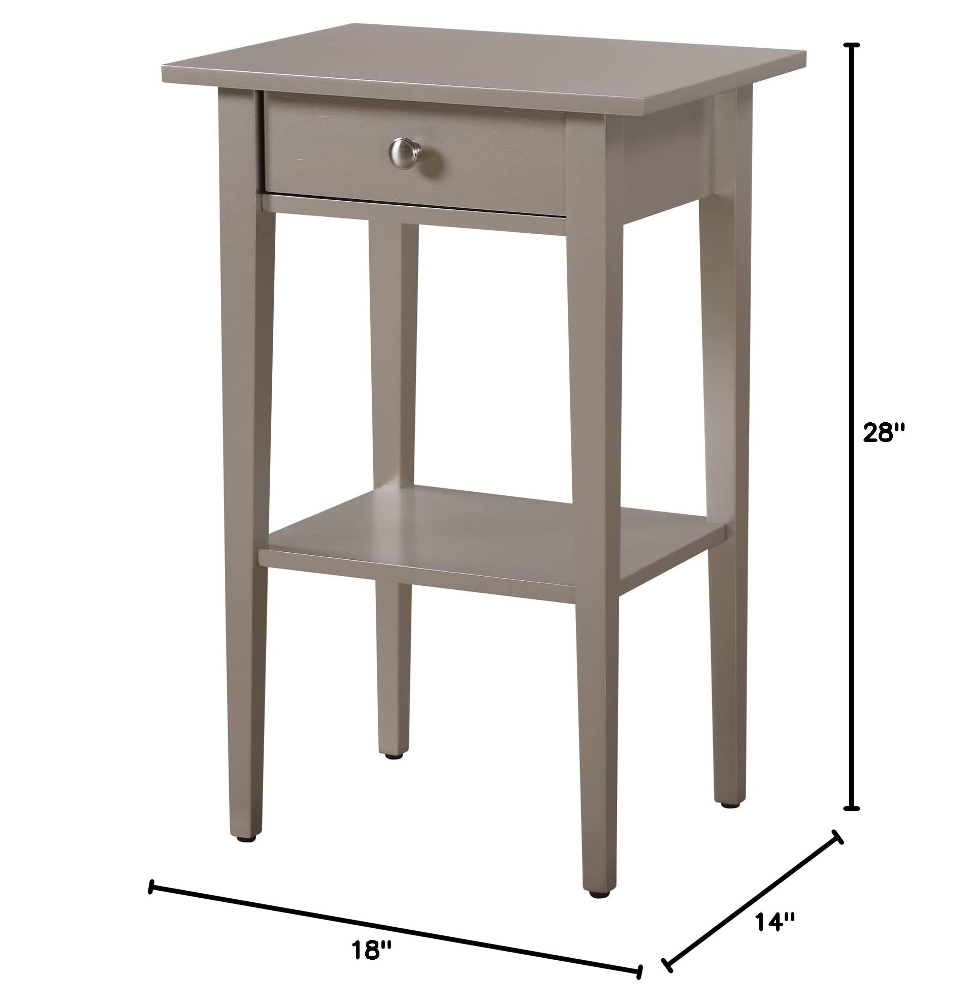Dalton 1-Drawer Silver Champagne Nightstand - 28