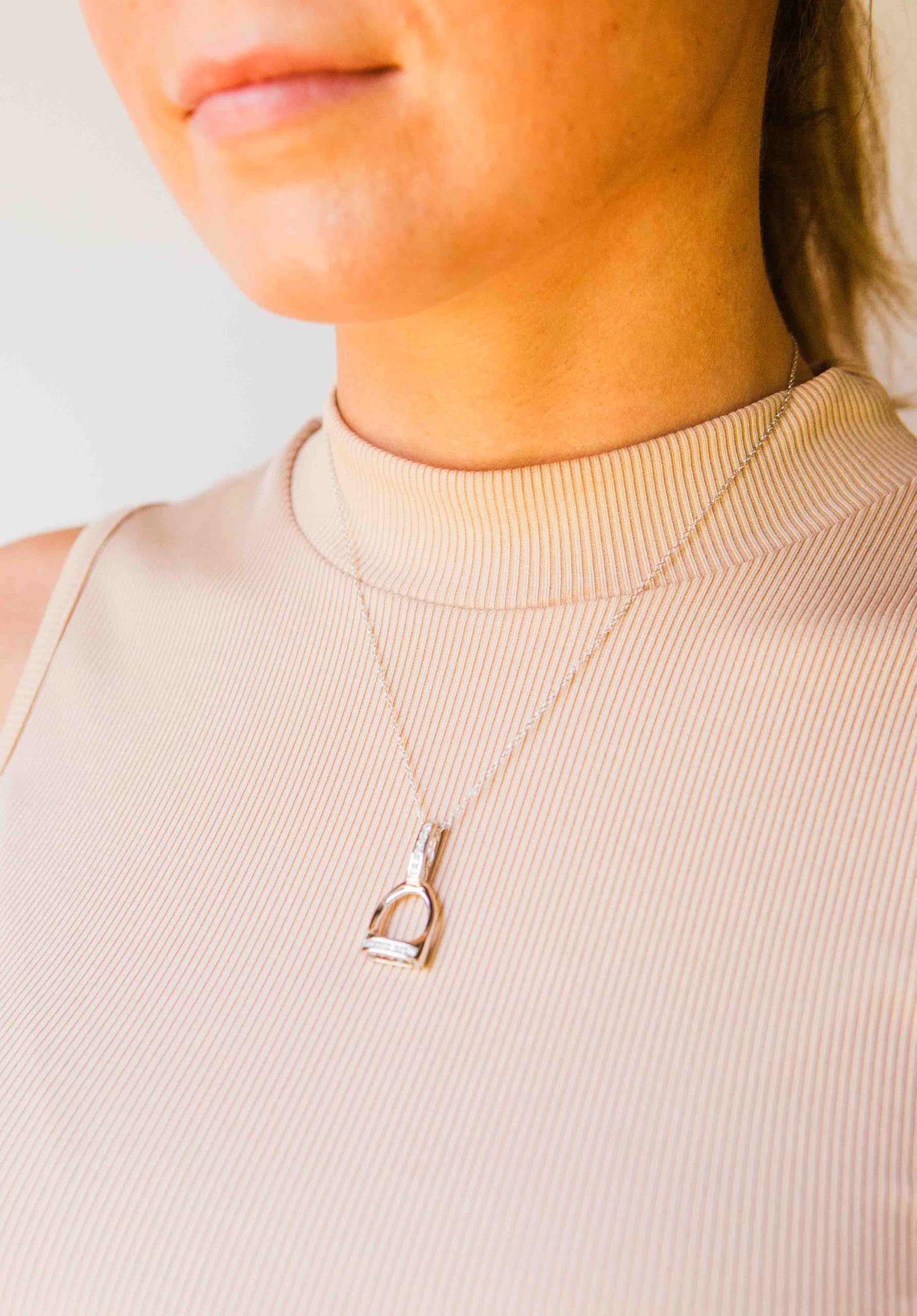 Large English Stirrup Necklace - Premium 925 Sterling Silver Jewelry for Women | Elegant Horse Riding & Equestrian Fashion Accessory