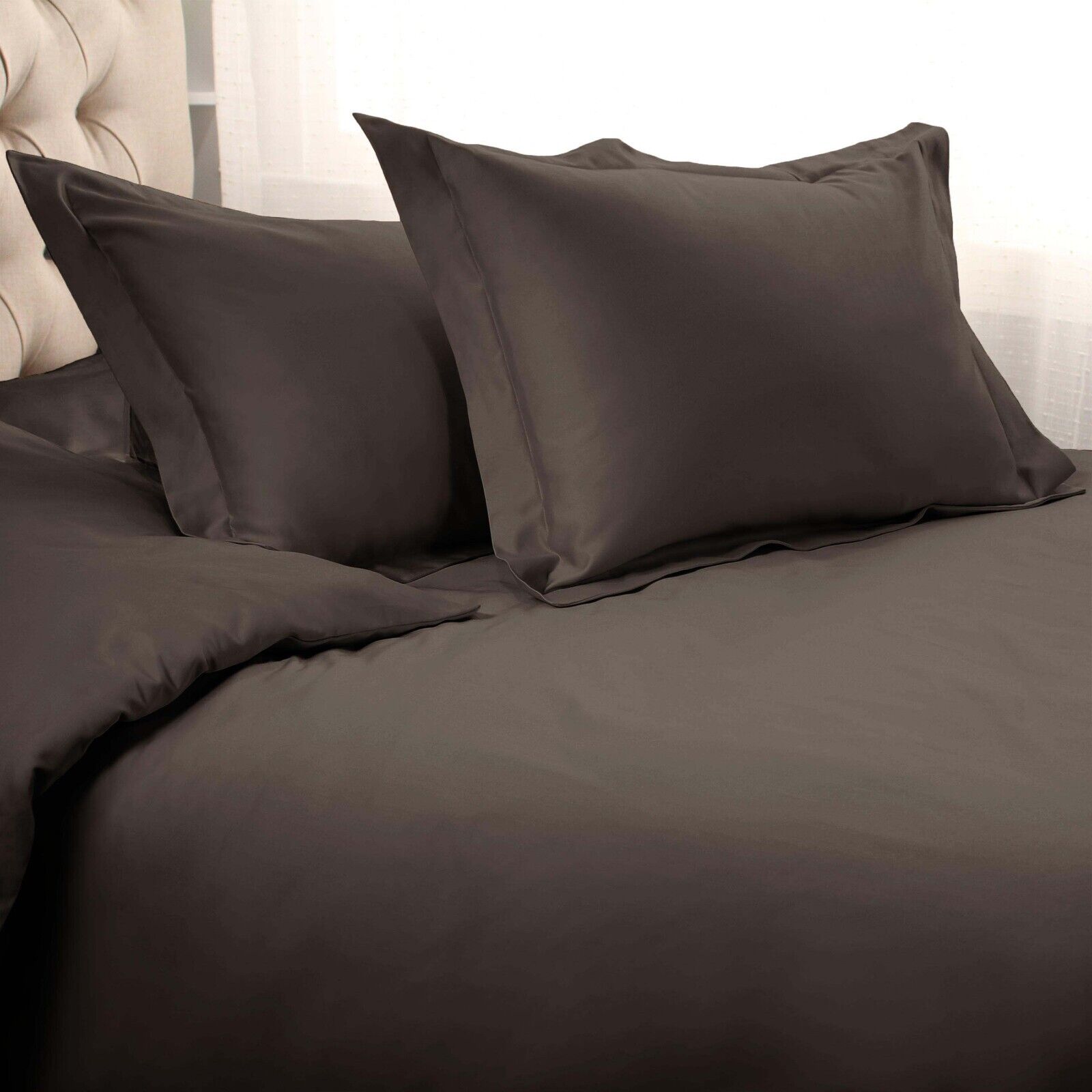 1000 Thread Count Egyptian Cotton Solid Duvet Cover Set - Luxury Bedding for Master Bedroom & Guest Room - Soft Breathable Duvet Cover for All Seasons