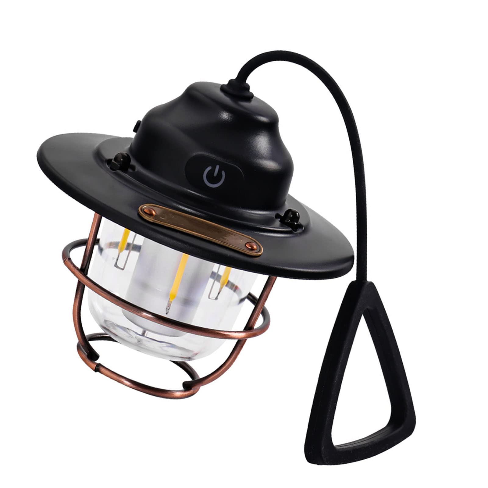 Rechargeable LED Camping Lantern - Portable Outdoor Tent Light with Retro Design, Perfect for Camping, Hiking, Picnics & Emergency Power Outages - Black