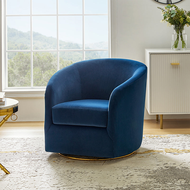 Emanuela Velvet Swivel Barrel Armchair - Modern Accent Chair for Living Room, Bedroom & Office - 360° Rotating Comfortable Lounge Chair with Soft Upholstery - Perfect for Reading, Relaxing & Home Decor