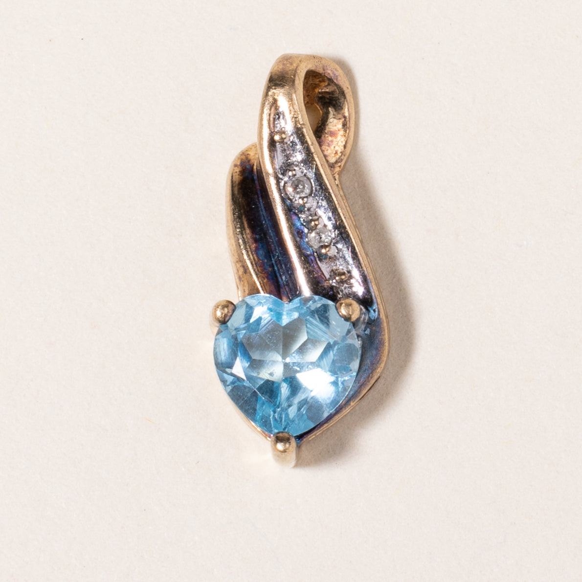 10K Yellow Gold Topaz & Diamond Pendant Necklace - 1.05ct Natural Blue Topaz & 0.01ctw Diamond Accents | Elegant Jewelry Gift for Women, Birthday, Anniversary & Special Occasions