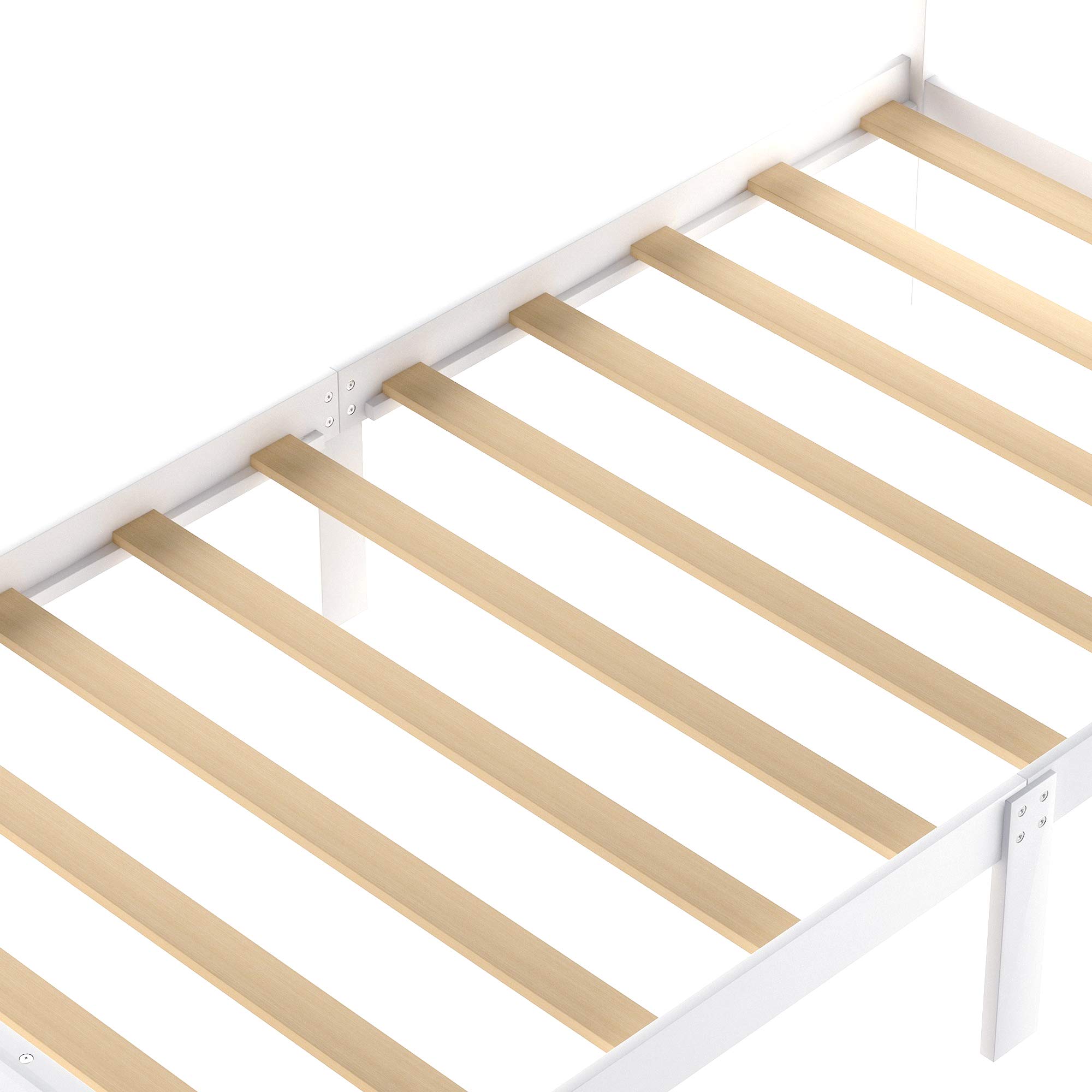 Knocbel Twin Size Wooden Platform Bed Frame with Headboard & Under-Bed Storage Drawer - 10-Slat Support, 300 lbs Weight Capacity (White) - Perfect for Kids Rooms, Guest Bedrooms & Small Spaces