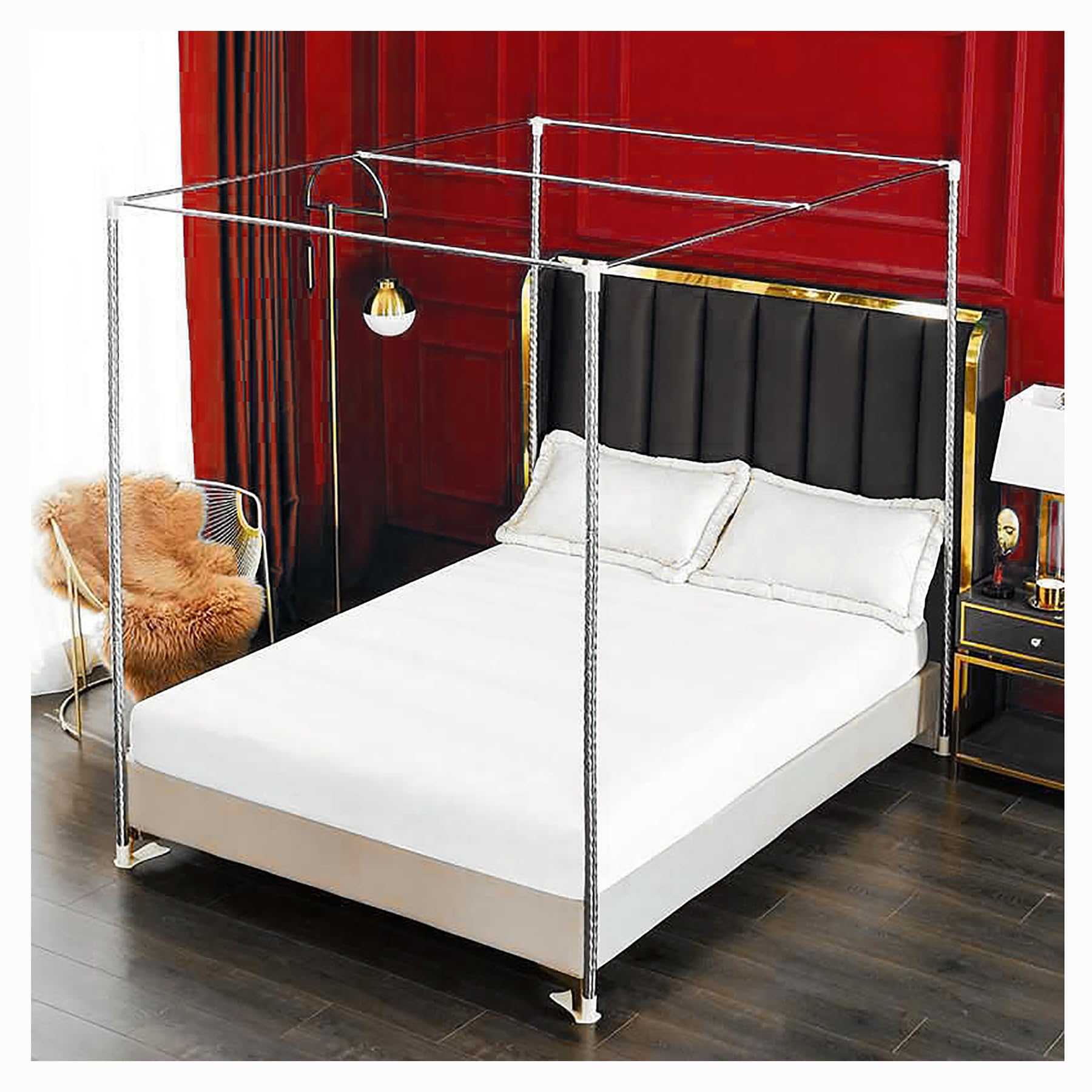 Stainless Steel Bed Canopy Frame - Twin Size for Bedroom Decor