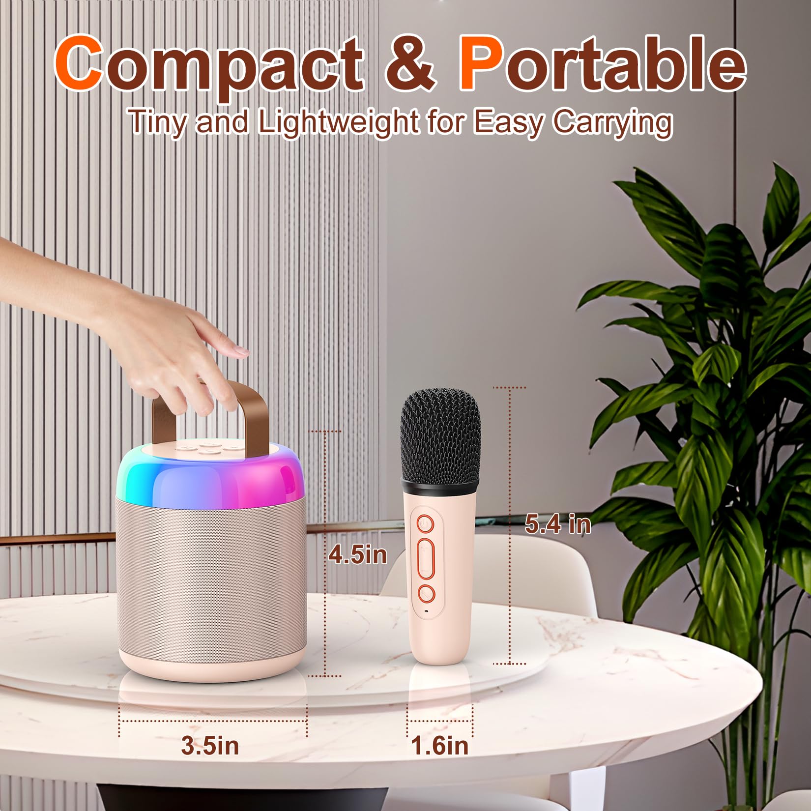 Portable Kids Karaoke Machine with Bluetooth Speaker, 2 Wireless Microphones & LED Lights - Best Music Player Toy Gift for Boys Girls Ages 4-10 - Perfect for Birthday Parties, Family Gatherings & Indoor Singing Fun (Pink)
