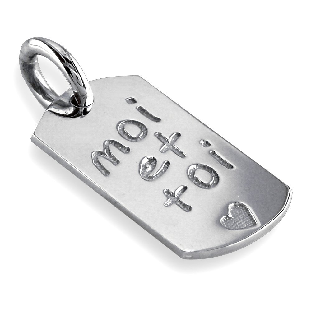 Me and You Sterling Silver Dog Tag Charm - Personalized Couple Necklace for Him & Her - Perfect for Anniversaries, Weddings & Romantic Gifts