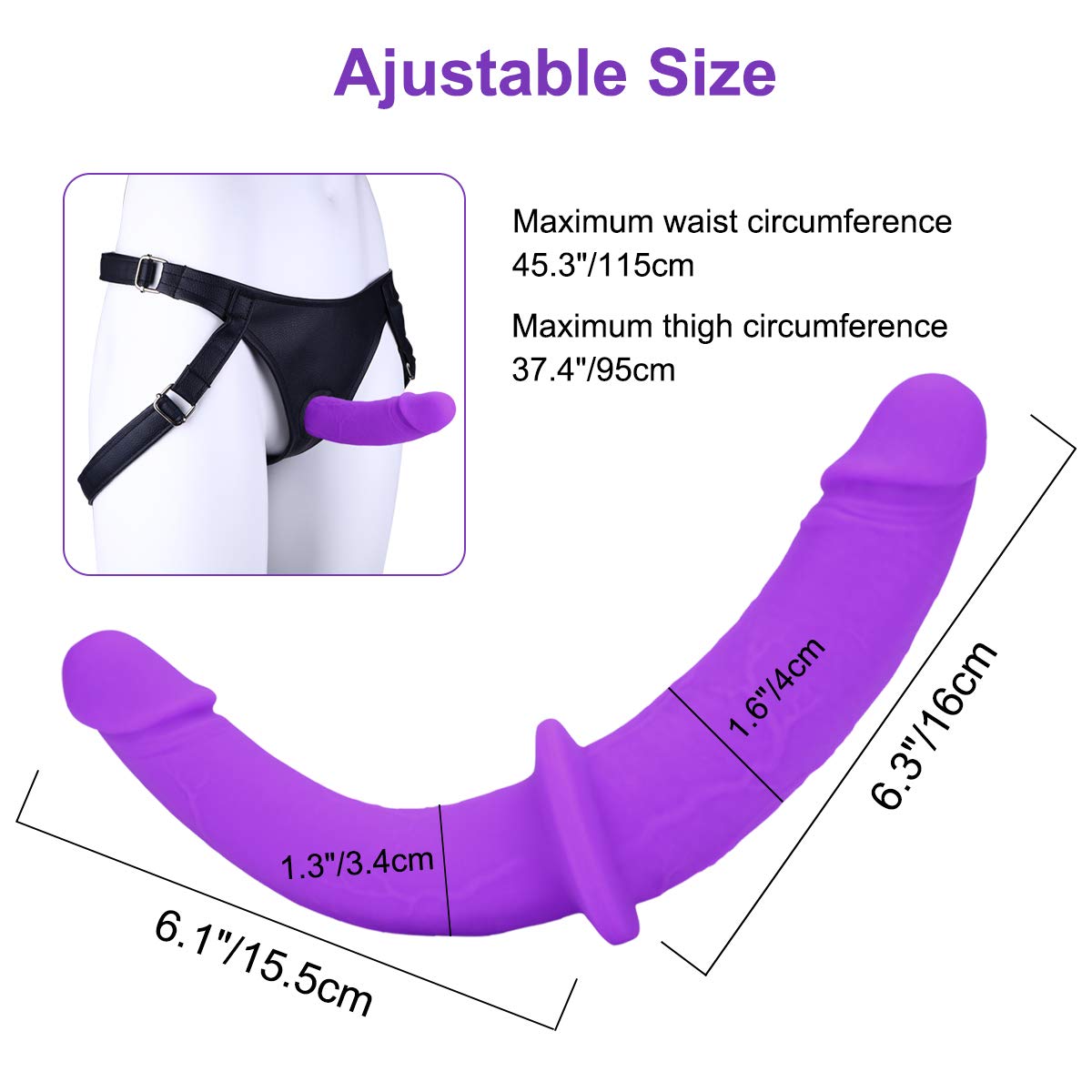 Premium Silicone Strap-On Dildo for Women - Detachable Double-Ended G-Spot & Anal Stimulator - Adult Sex Toy for Lesbian Couples & Vaginal Massage | Perfect for Couples Play & Solo Female Masturbation