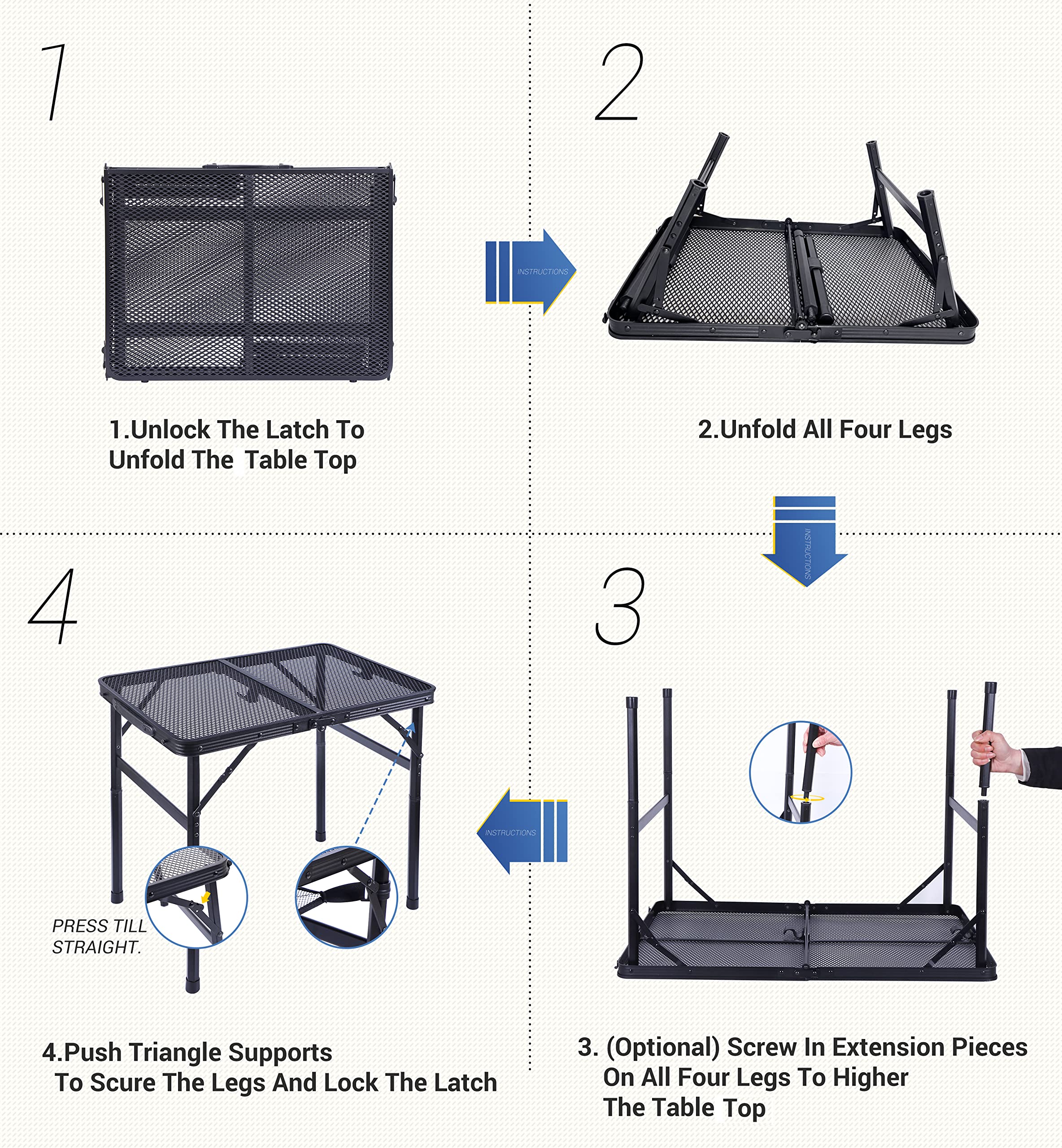 Adjustable Height Black Outdoor C Table for Grill - 47.3