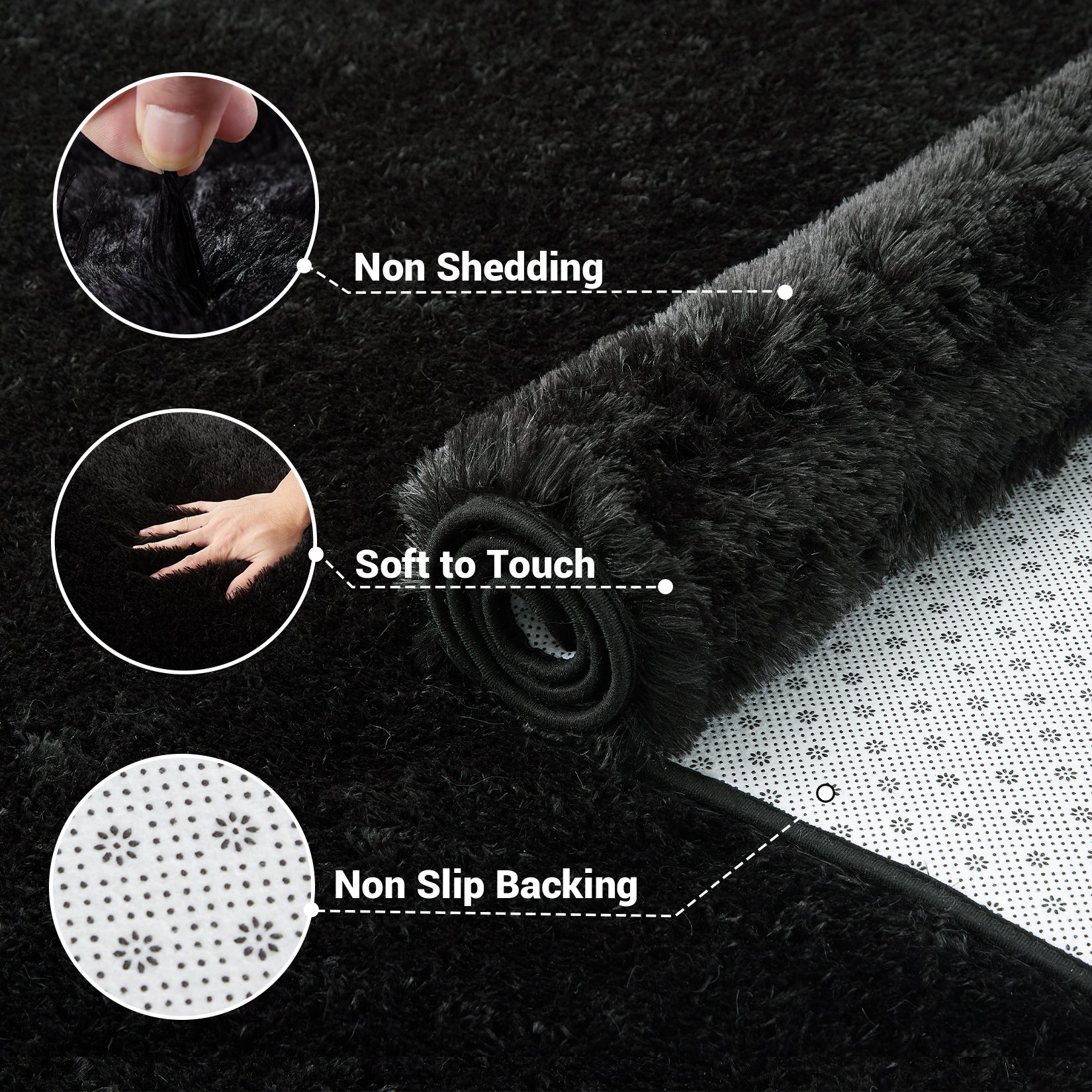 GARVEE 2x8 Runner Rugs - Soft Fuzzy Indoor Carpet for Living Room, Bedroom & Dining Room - Black Home Decor Floor Mat | Perfect for Hallways, Entryways & Cozy Spaces
