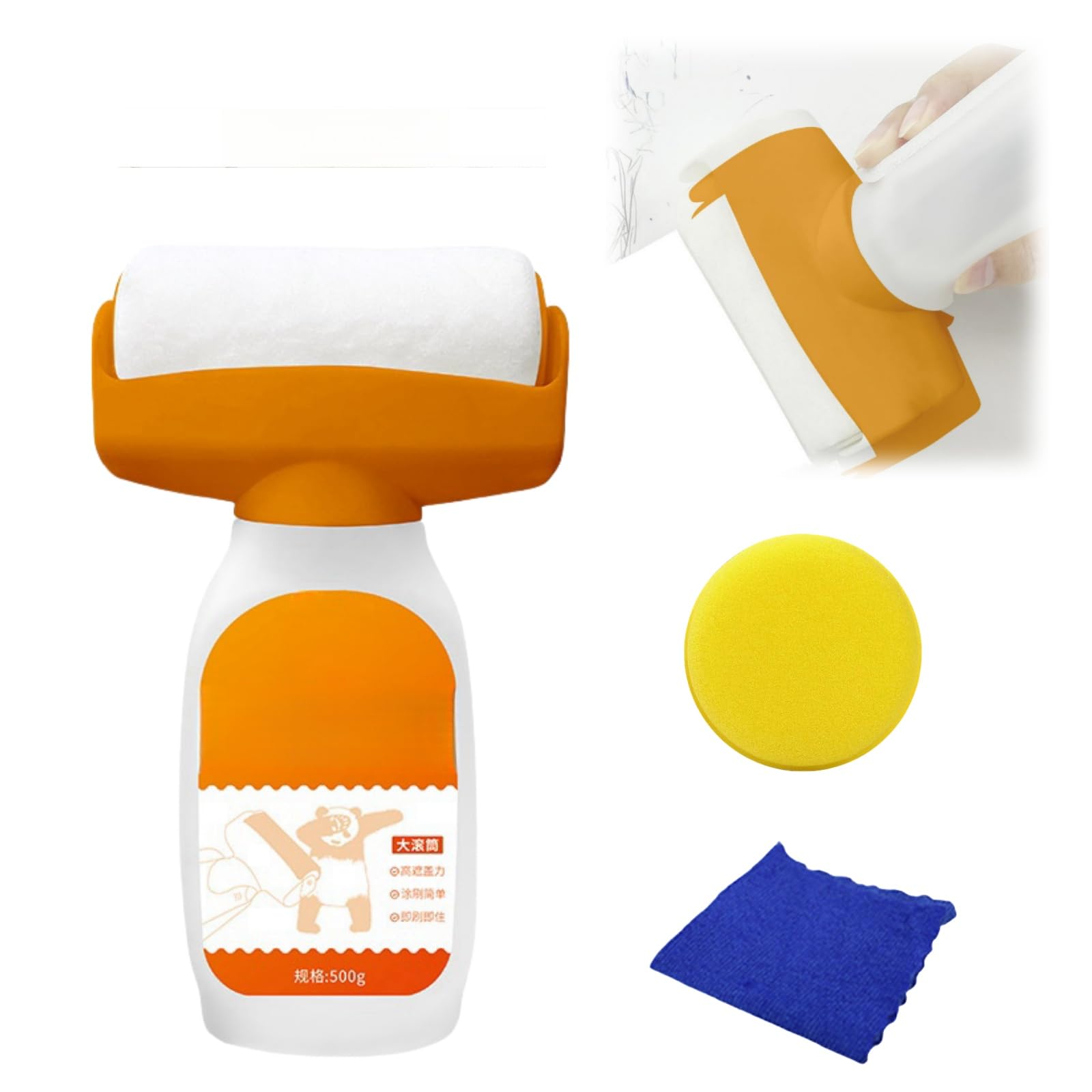Wall Repair Roller Paint Kit - All-in-One Small Paint Roller Brush with Repair Paste for Walls, Wood & Furniture (White) | Perfect for DIY Home Renovation, Crack Filling & Surface Restoration