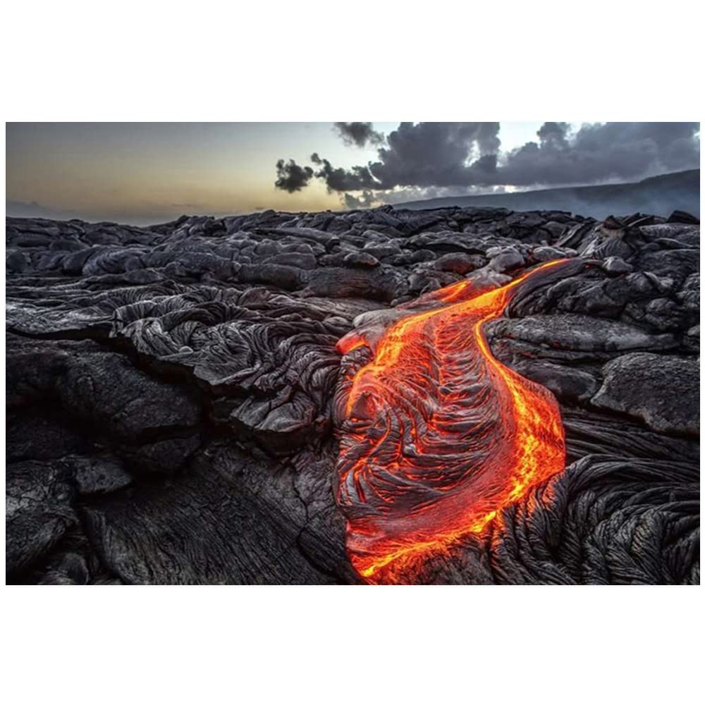 Volcanic Surface Canvas Wall Art - Black Mountain Modern Print Painting - Unframed 24x36 Inch for Living Room, Bedroom, Bathroom & Office Decor | Nature Landscape Home Decoration