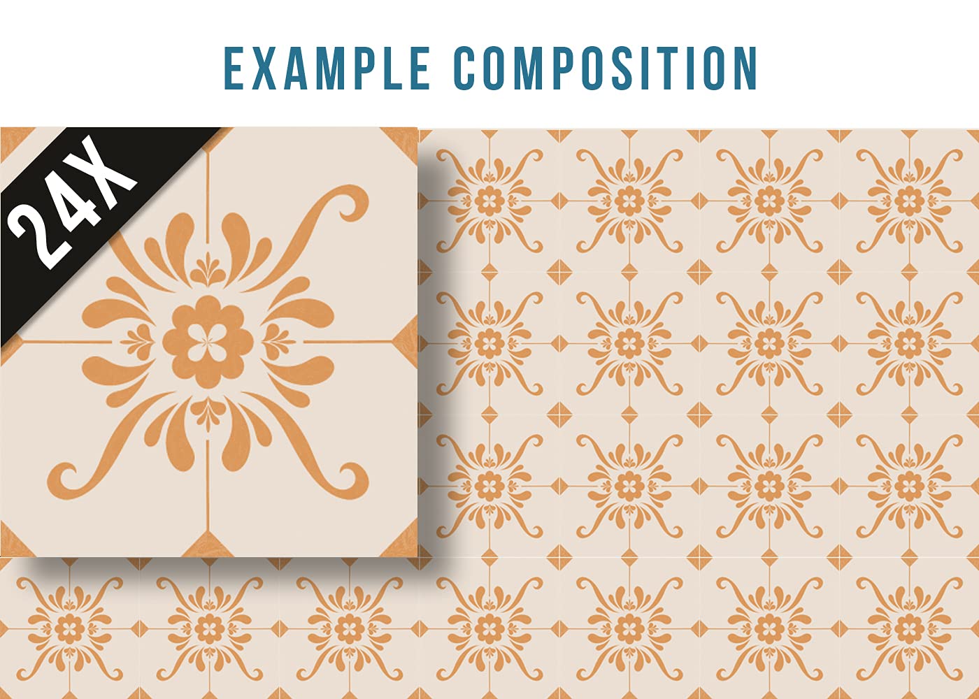 Mi Alma 24-Piece Talavera Tile Stickers – Peel & Stick Wall Decals for Bathroom & Kitchen (12x12 Inch) – Easy Application, Removable Wall Stencils – Perfect for Home Decor, Backsplash, and DIY Tile Projects