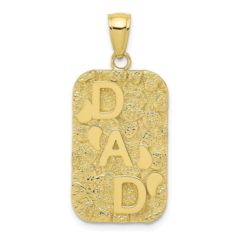 10K Yellow Gold Nugget Dad Dog Tag Charm Pendant - Perfect for Gifts, Father's Day & Men's Jewelry Collection