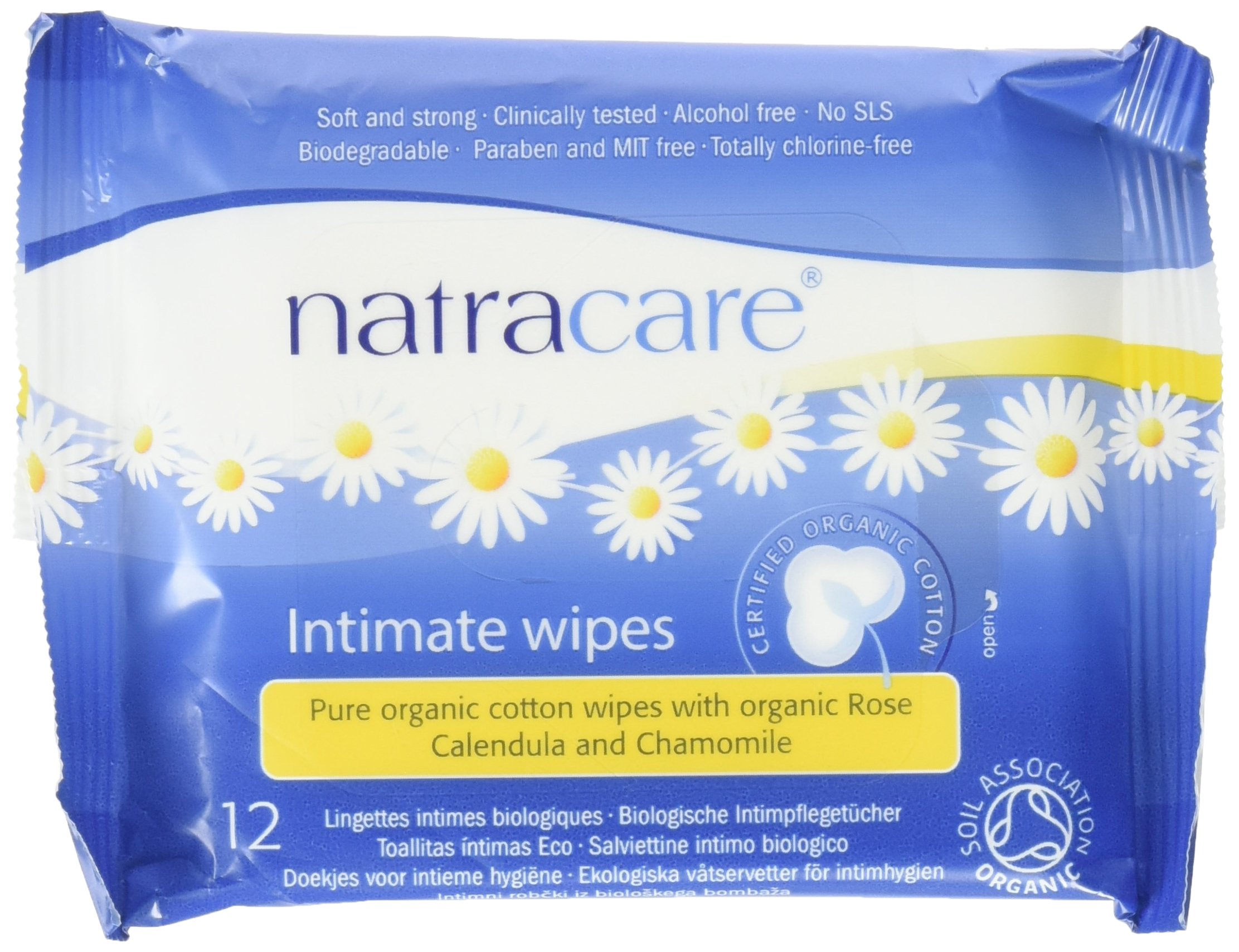 Natracure Organic Cotton Intimate Wipes - 12 Pack (144 Wipes Total) | Hypoallergenic, Biodegradable & Unscented | Perfect for Travel, Gym & On-the-Go Hygiene